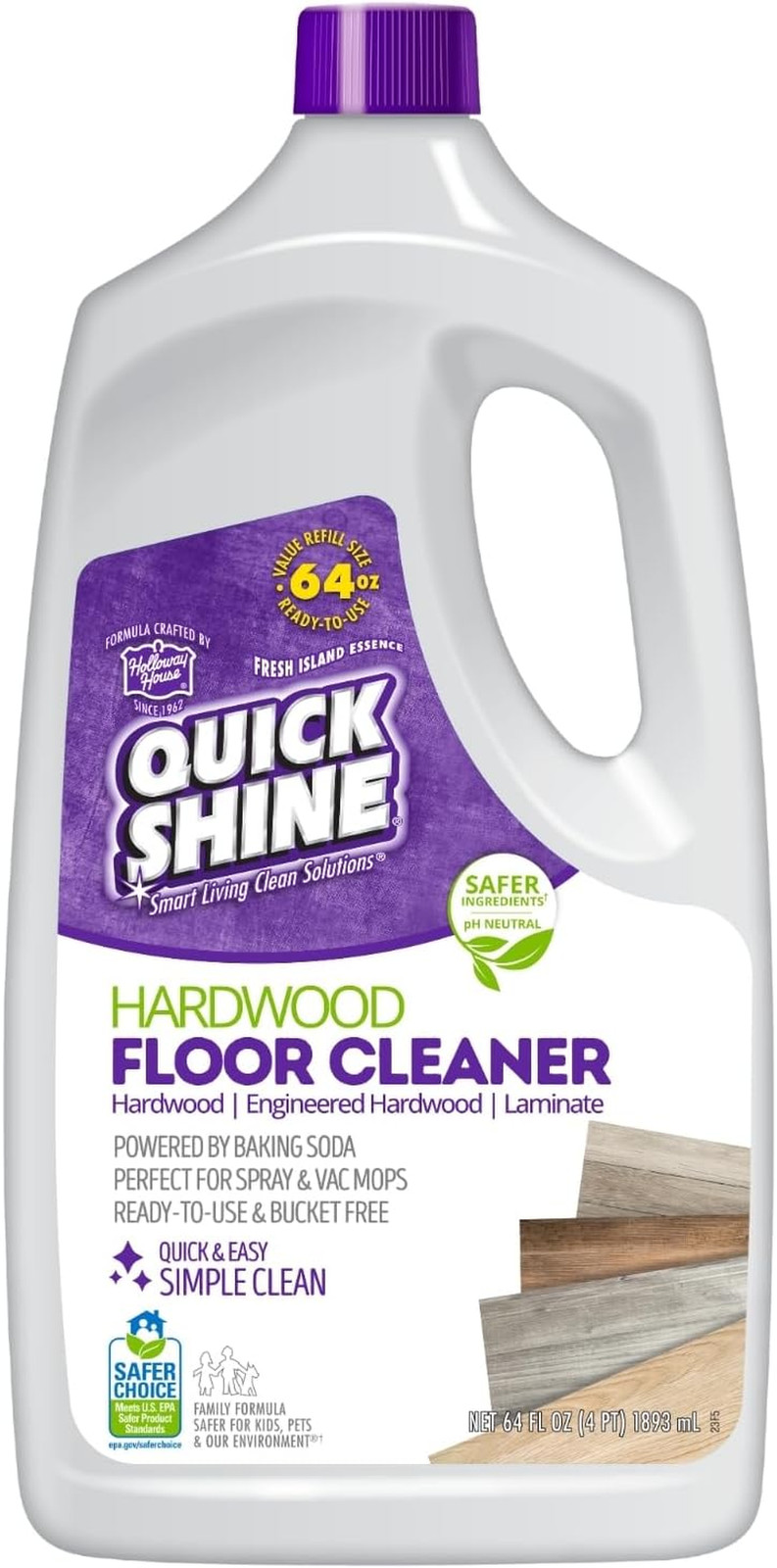 Quick Shine Hardwood Floor Cleaner 64 Oz No Rinse Spray Vac Mop Cleaner