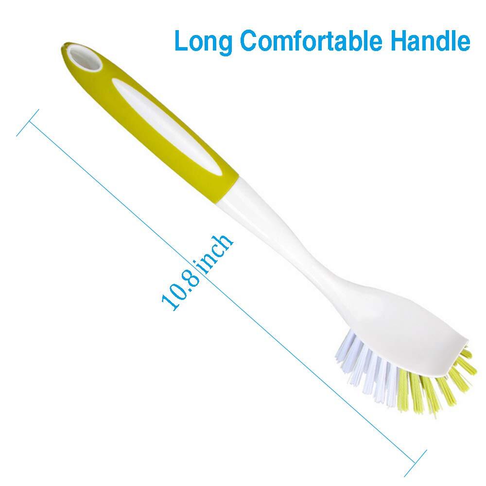 Scrub Brush For Dish Kitchen Sink Pot Pan With Stiff Bristles Yellowgreen 5pcs