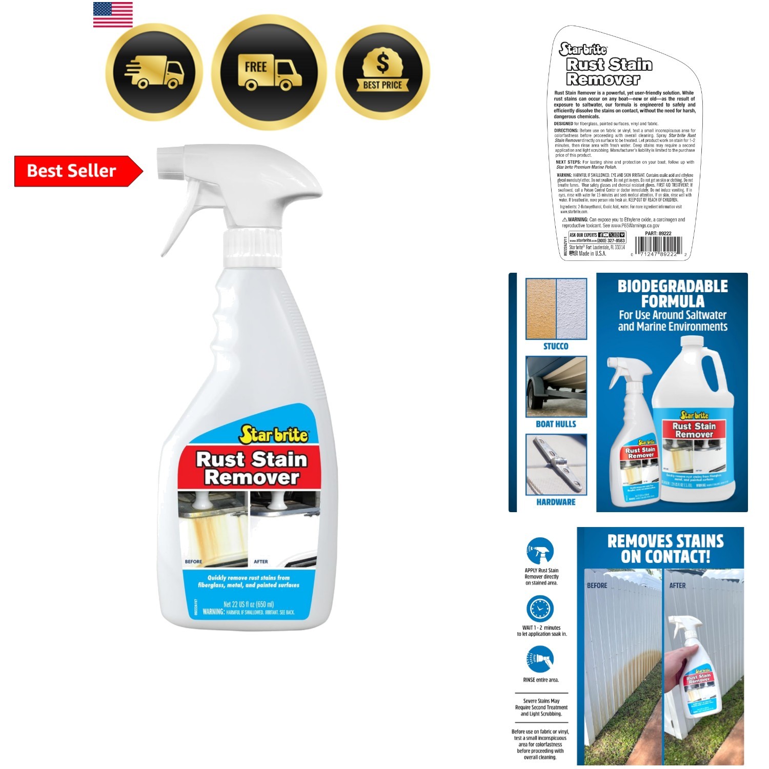 Rust Stain Remover Spray – Instantly Dissolve Corrosion Stains on Fiberglass,…