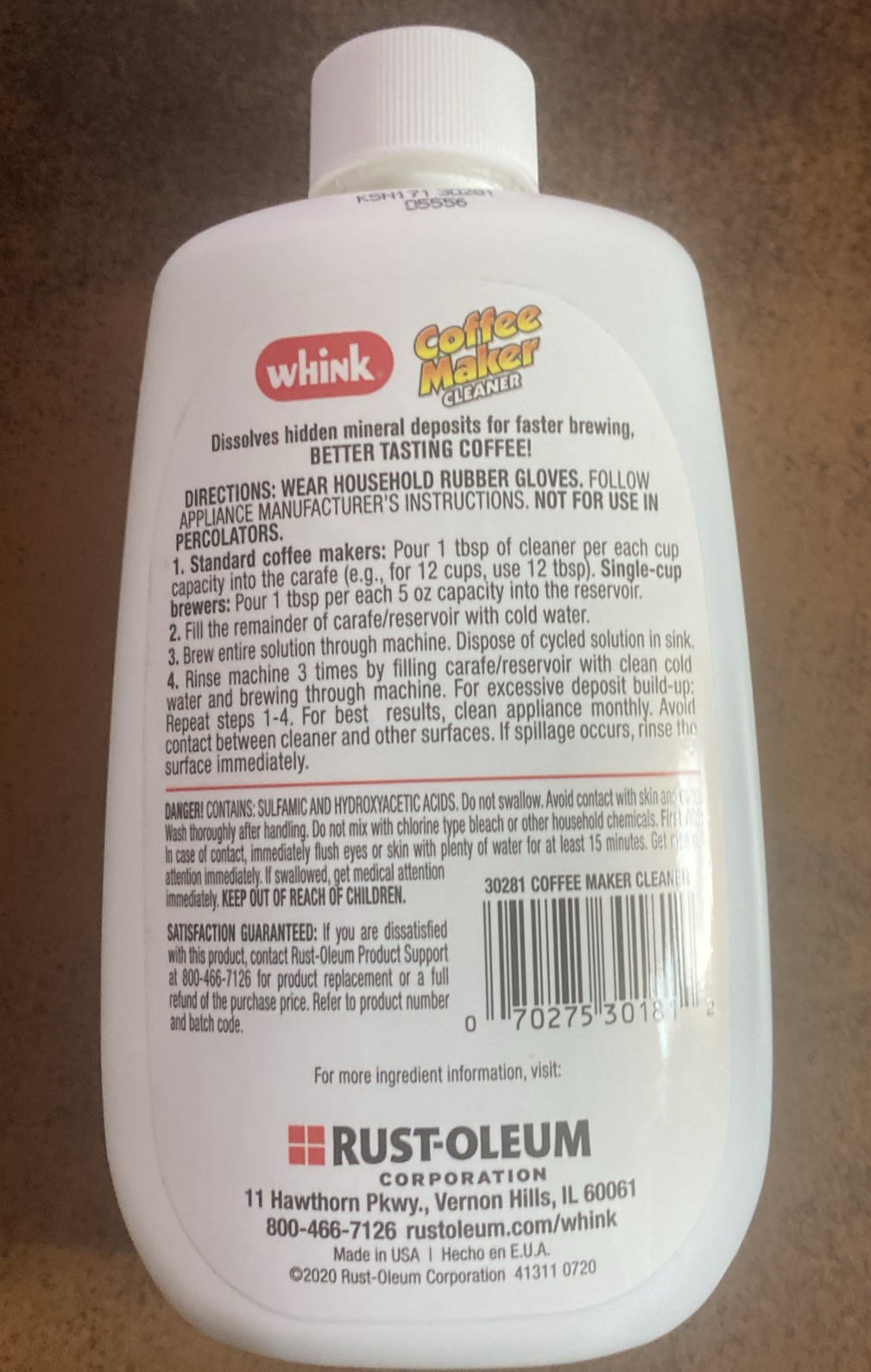 Whink 10 Oz. Automatic Coffee Maker Cleaner 30281 Whink 30281 070275301812
