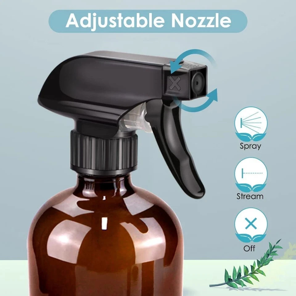 Amber Glass Spray Bottle Set, 2 Pack, 16 oz – Perfect for Plants Cleaning