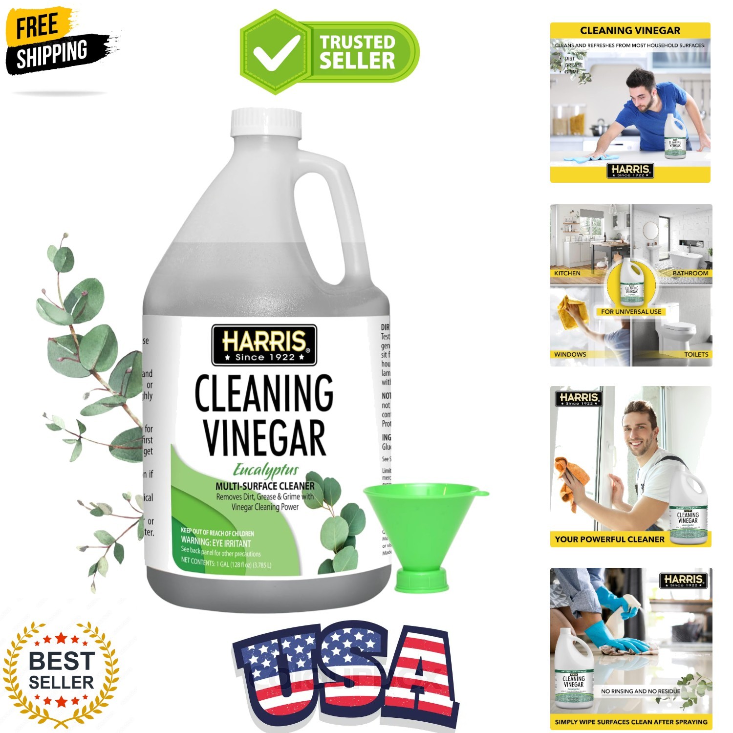 Cleaning Vinegar All Purpose Household Surface Cleaner, 128oz Eucalyptus with…