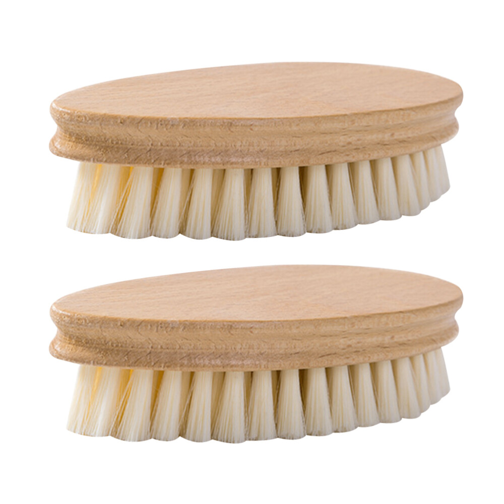 2 Pcs Wood Hand Brush Boot Brush Wooden Shoe Brush Shoes Cleaning Brush