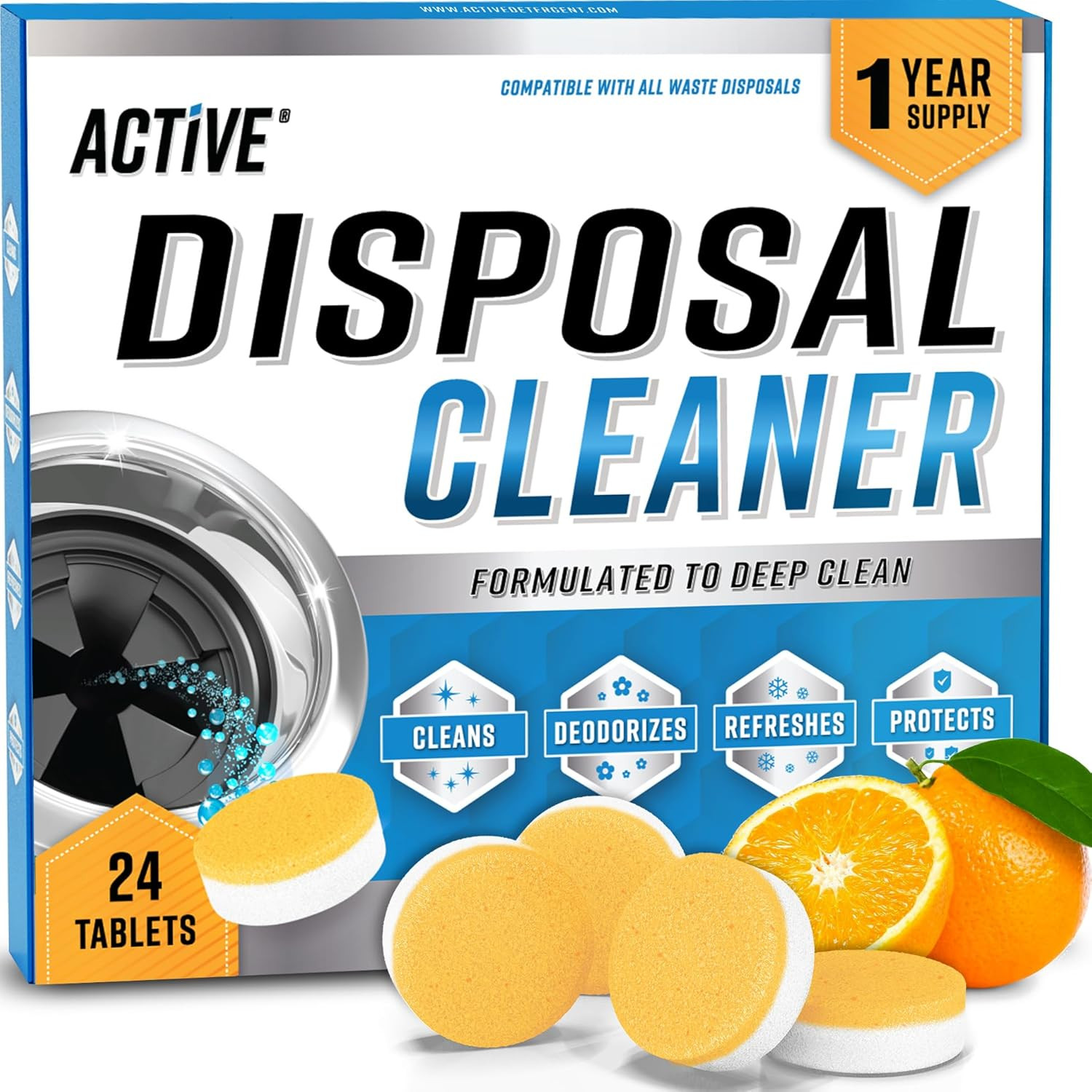Garbage Disposal Cleaner Deodorizer Tablets – 24 , New Powerful XL Foaming Table