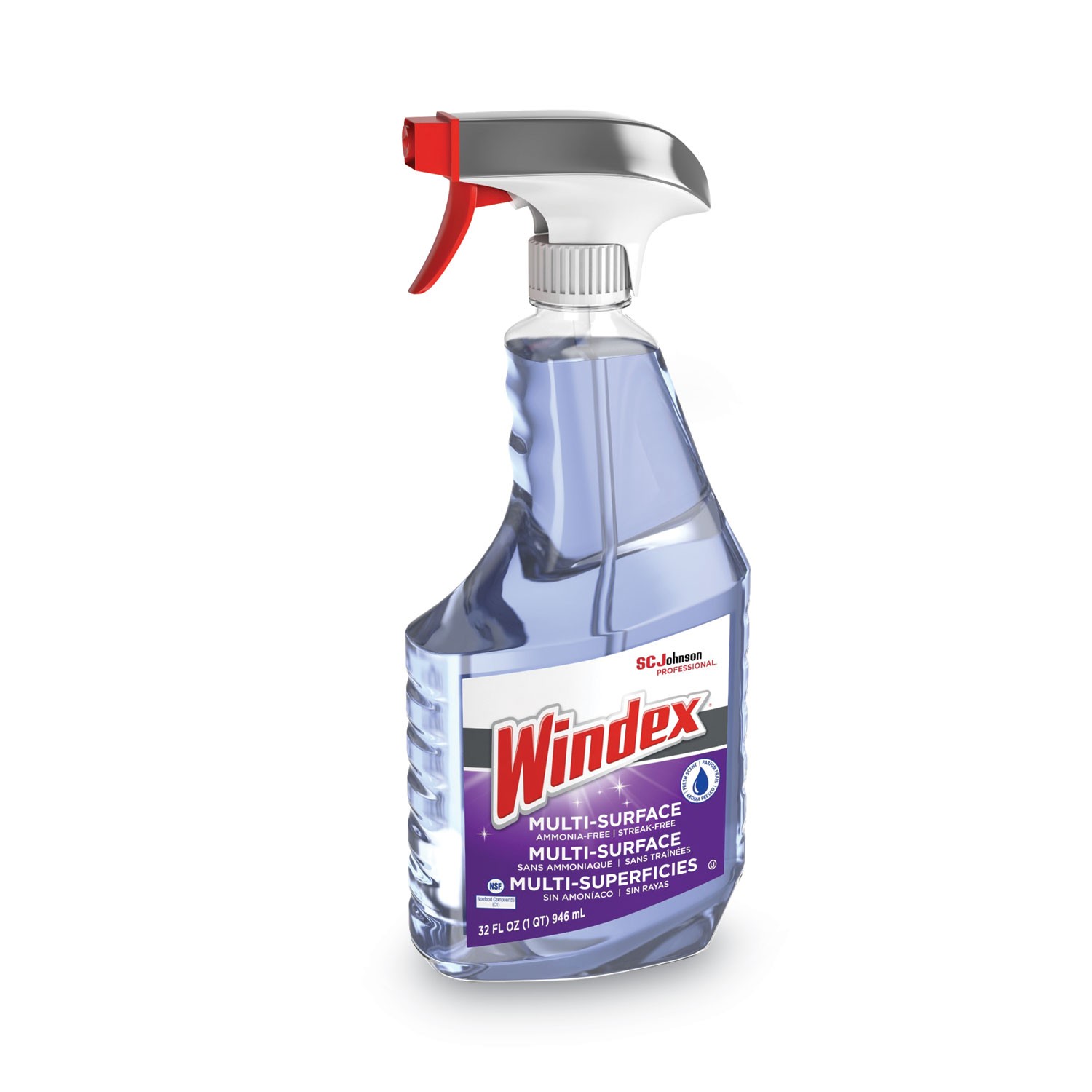 Windex? Non-Ammoniated Multi Surface Cleaner, Pleasant Scent, 32 oz Bottle, 8/Ca