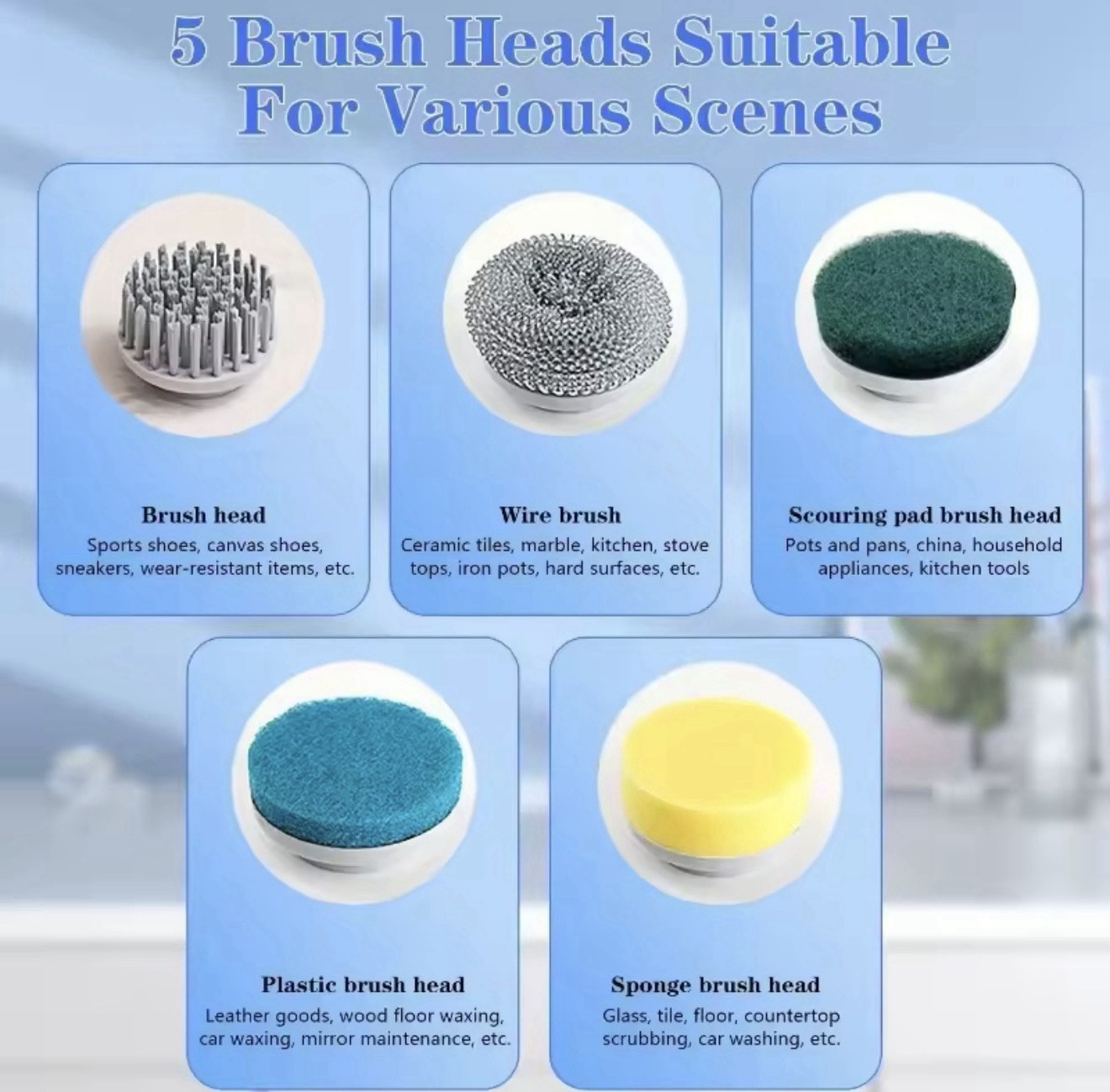 Cordless Electric Spin Scrubber Cleaning Brush 5 Heads Mother’s Day Gift for Mom