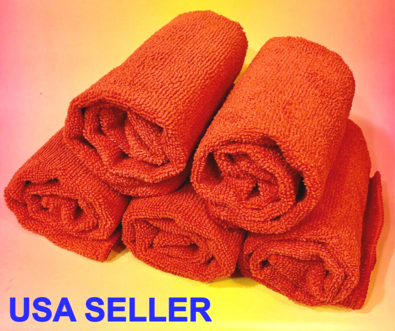 5 RED MICROFIBER CLEANING WASH CLOTH TOWEL RAG 16″x16″ : KITCHEN BATH BAR CAR