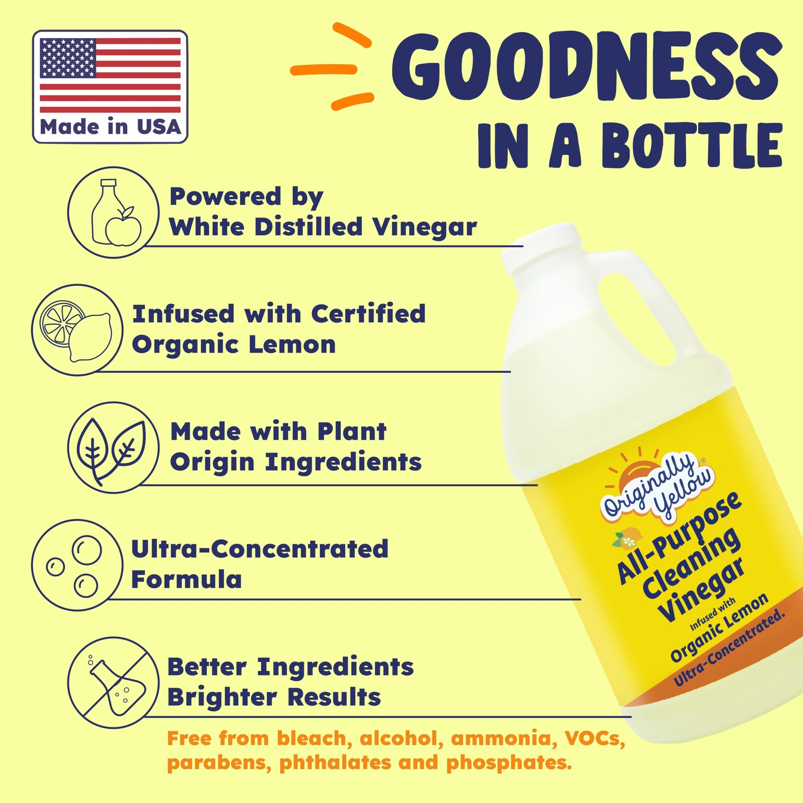 “Yellow Lemon Vinegar Cleaner – All-Purpose 1 Gallon, 2-Pack for Glass & Floors”