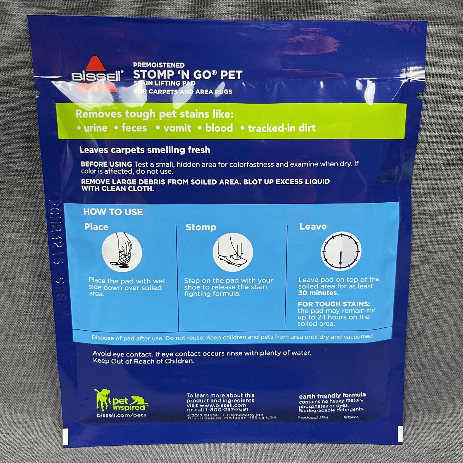 Lot – 3 Packs New Bissell Stomp ‘N Go Pet Stain Lifting Pads +Oxy 1 Pad Per Pack