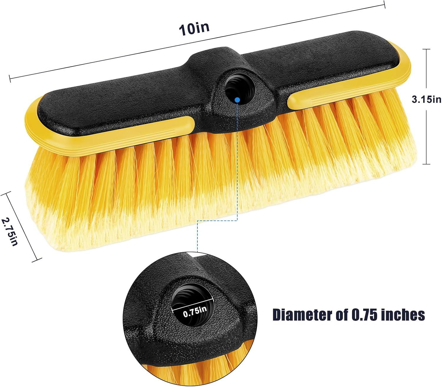 10 Inch Car Wash Brush Head, Scrub Brush Attachment for Long Handle Extension Po