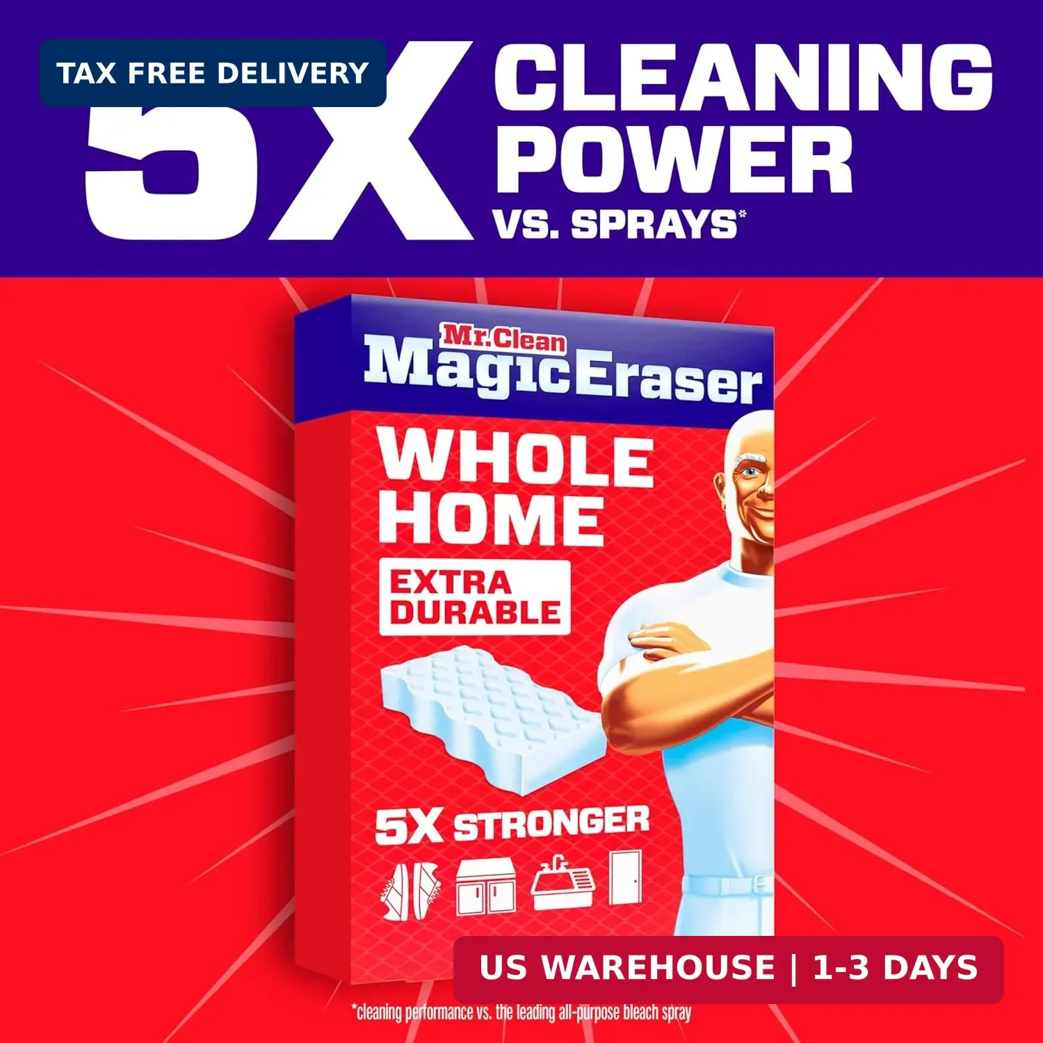 Mr. Clean Magic Eraser Sponge, All Purpose Cleaner, Cleaning Scrubber, Wall, Sne