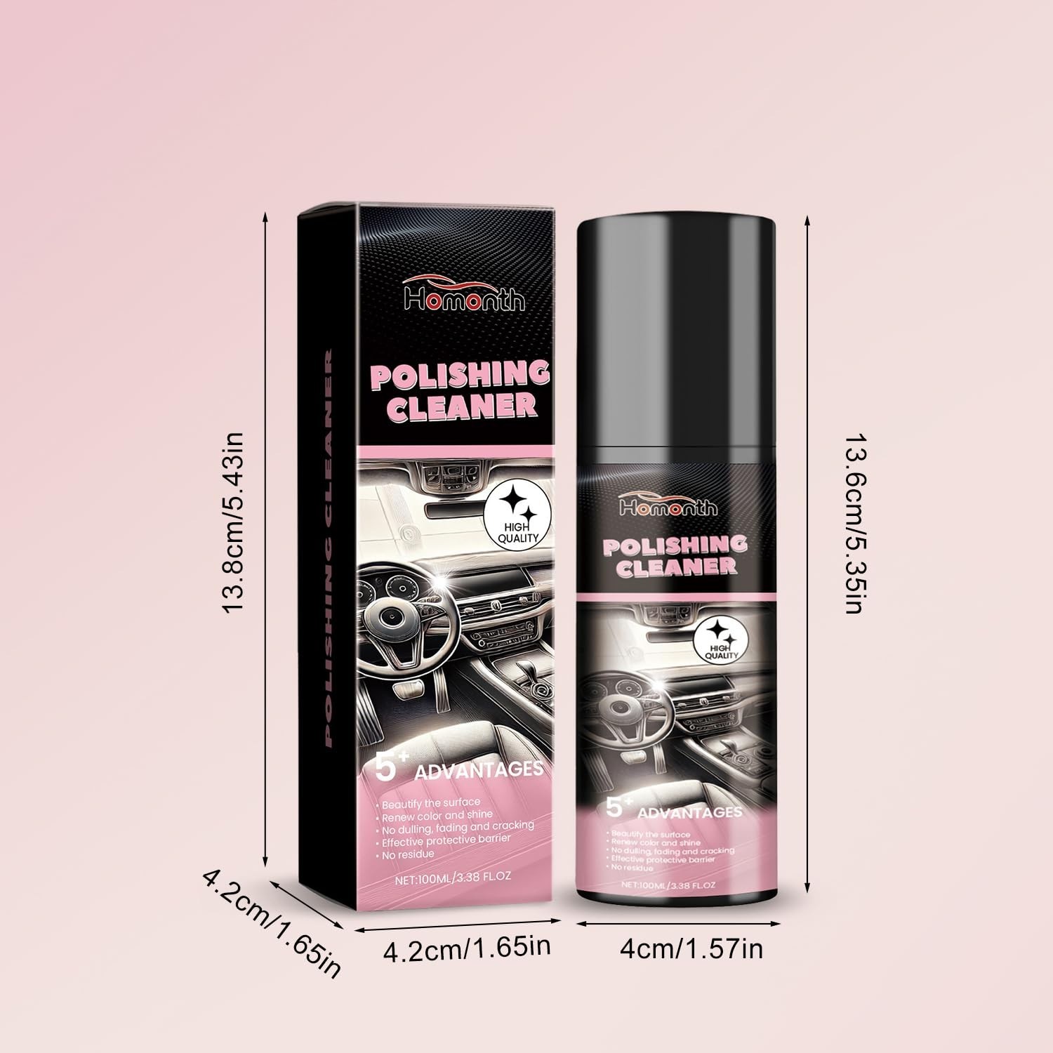 2PCS Polishing Cleaner, Car Interior Cleaner Spray, Total Vehicle Interior De…