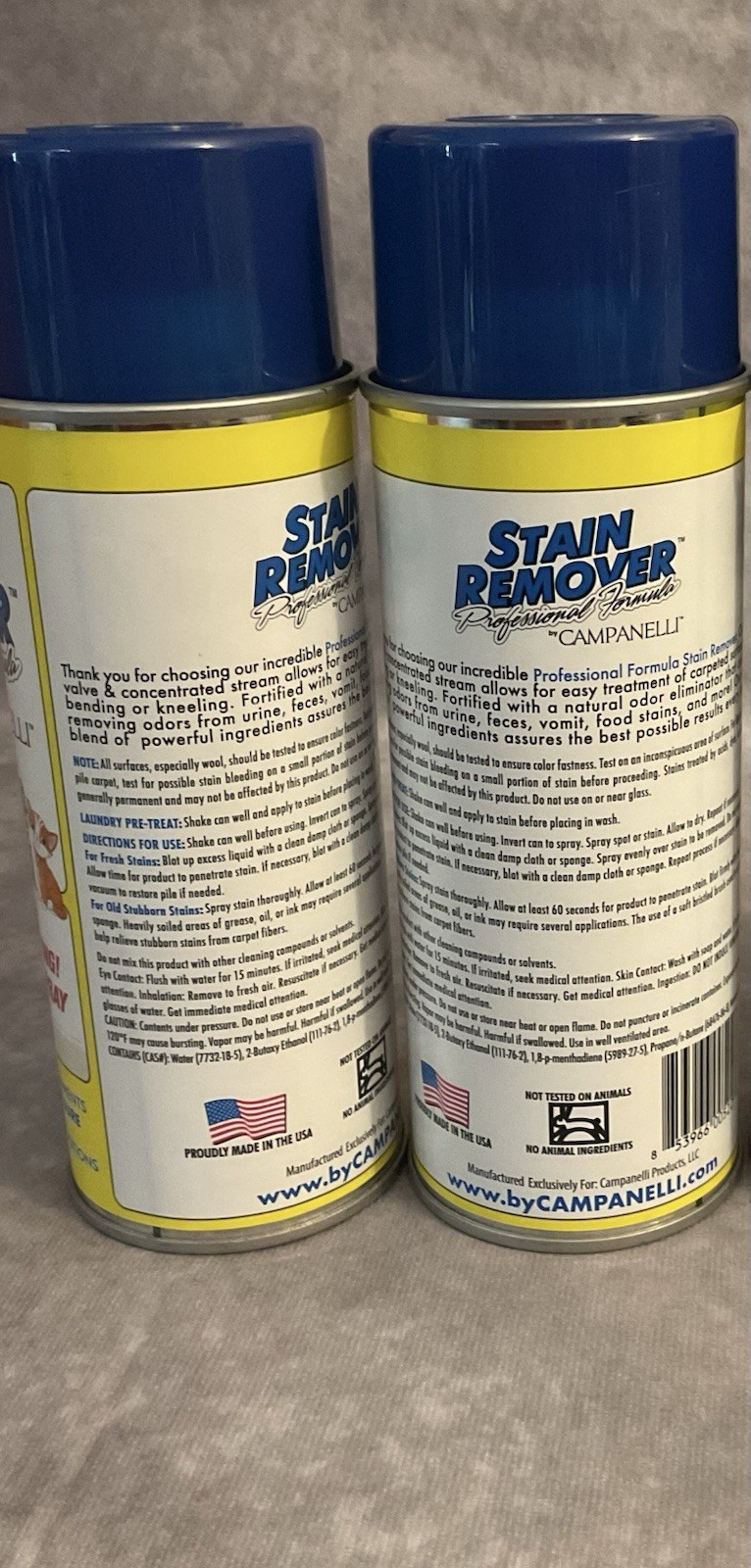 CAMPANELLI STAIN REMOVER PROFESSIONAL FORMULA 15 OZ SPRAY LOT OF 2