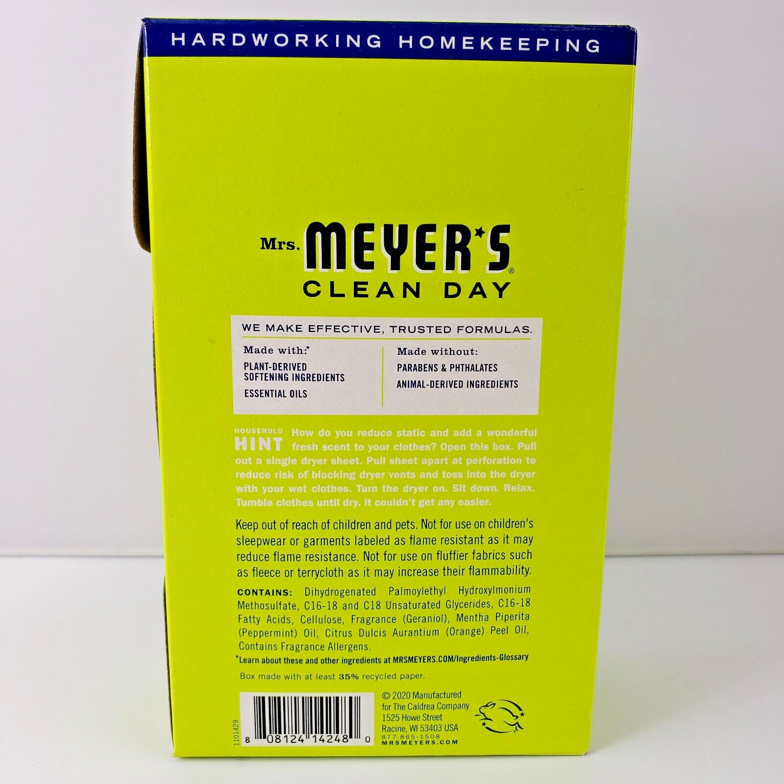 Mrs. Meyer’s Clean Day Dryer Sheets Lemon Verbena Scent 80 Paper Sheets