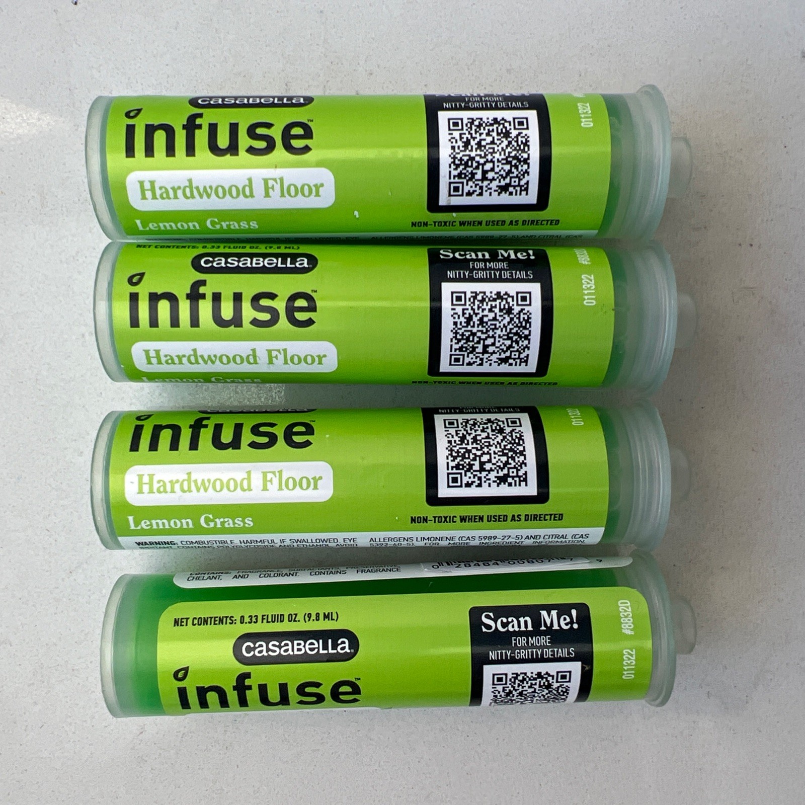 Casabella Infuse Hardwood Floor Cleaner Lot of 4 Lemon Grass 0.33oz Each