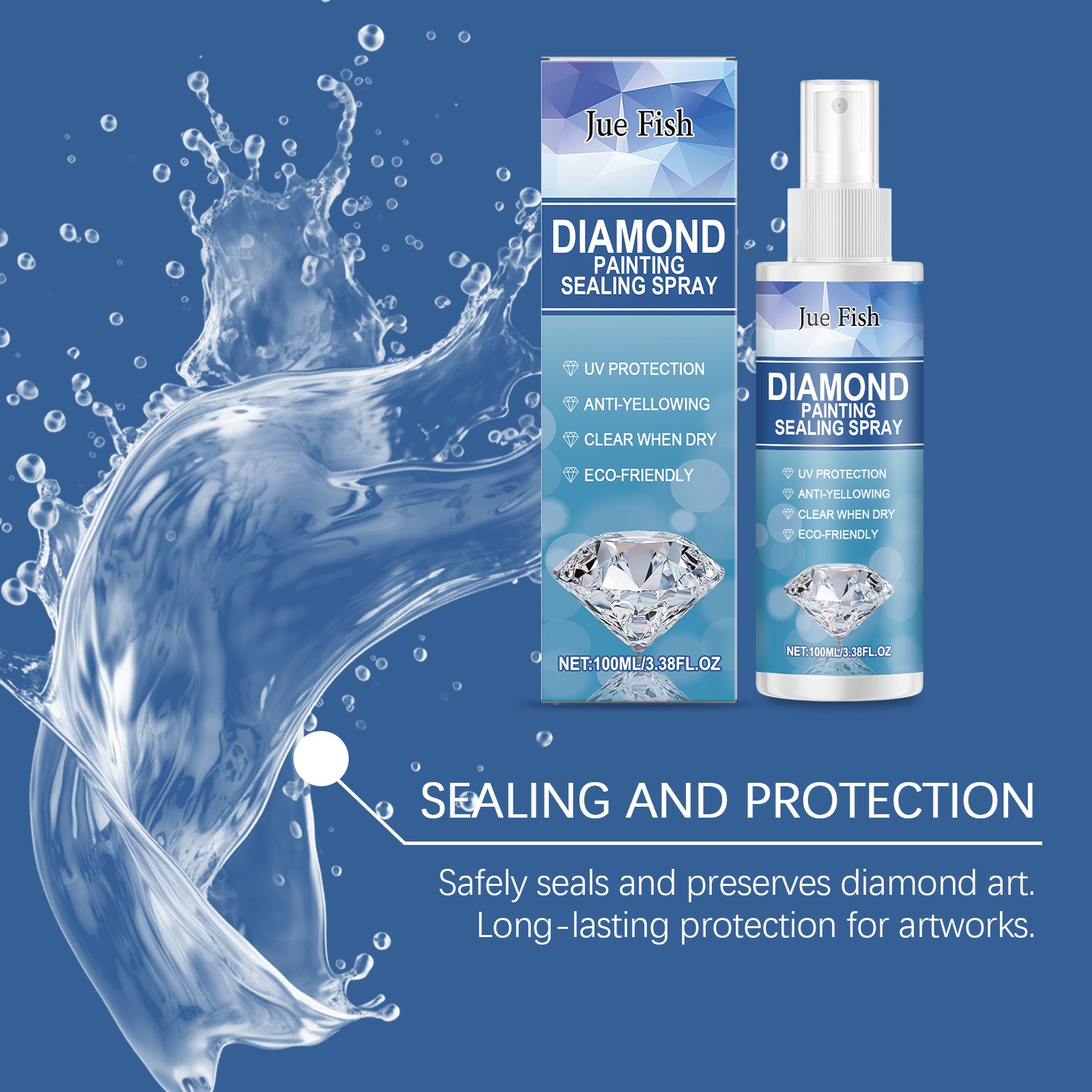 100ml Diamond Art Sealer Spray Quick-Drying Permanent Glue for 5D Painting Shine