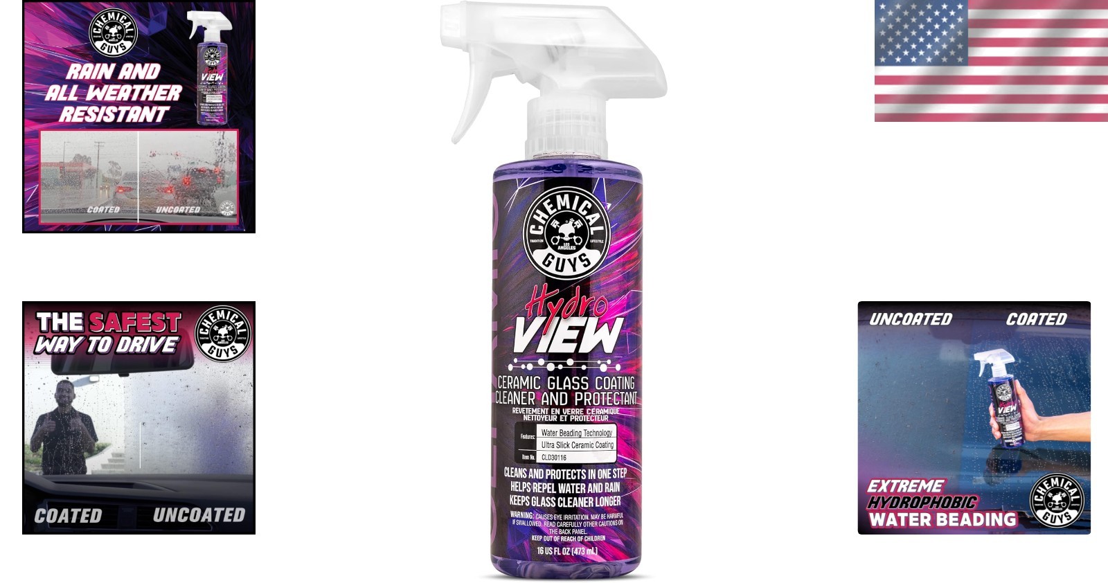 HydroView Ceramic Glass Coating Cleaner & Protection for Car Window, Mirror, …