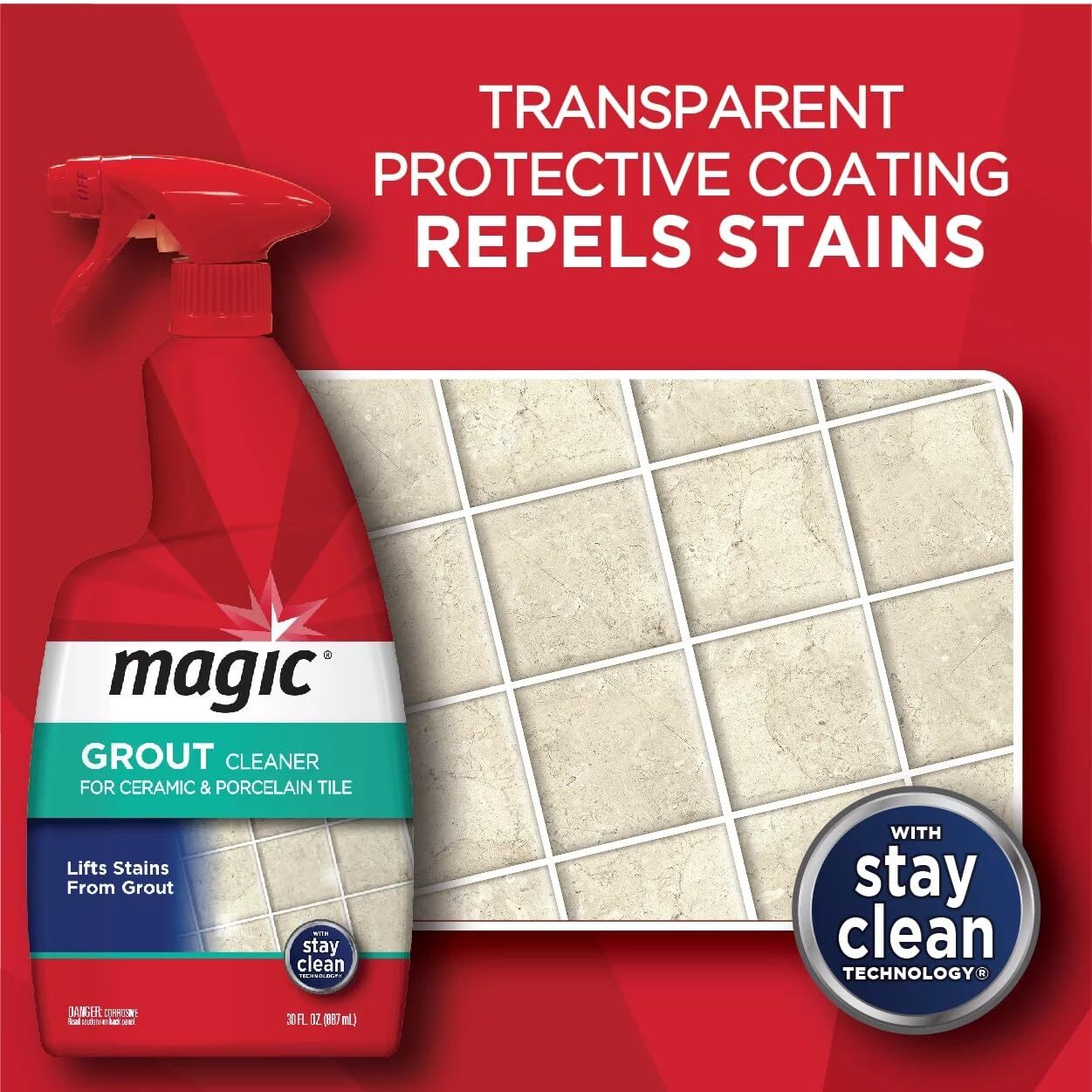 Magic 3052 Grout Cleaner 30 Oz Stay Clean Technology Pack of 1 Tile Care