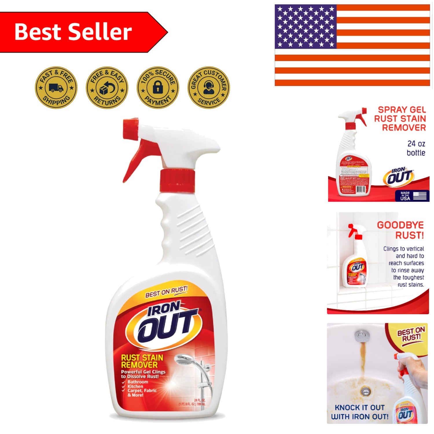 24oz Super Strength Rust Stain Remover Gel – Made in USA, No Scrubbing Required