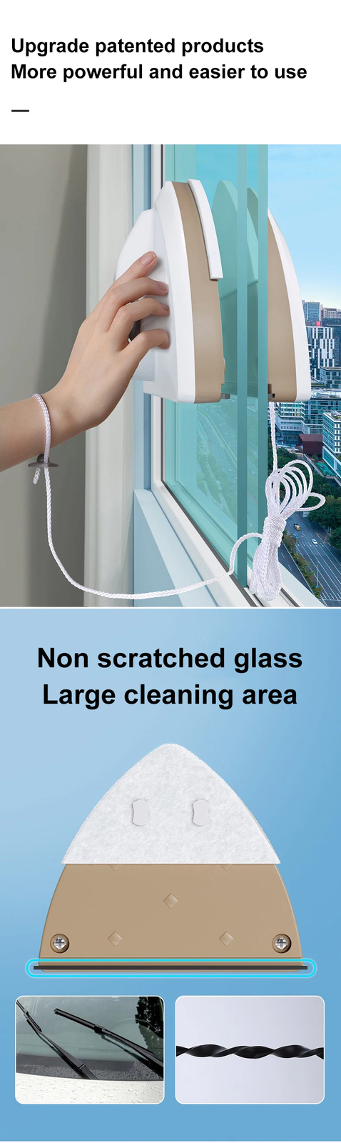 Double Sided Magnetic Glass Window Cleaner Tool Automatic Drainage Wiper New US