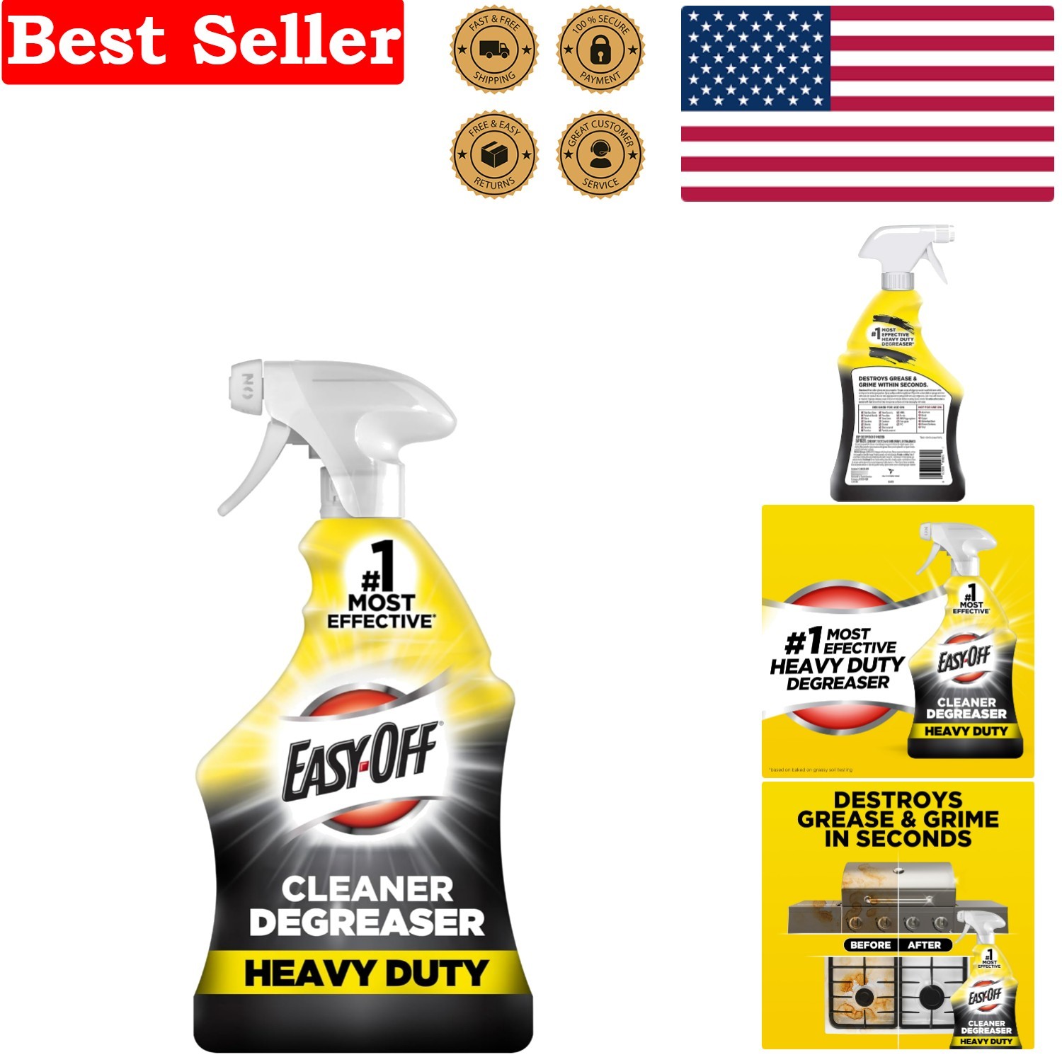 32 Oz Heavy Duty Degreaser Spray – Chlorine Free & Fast-Acting Cleaning Solution