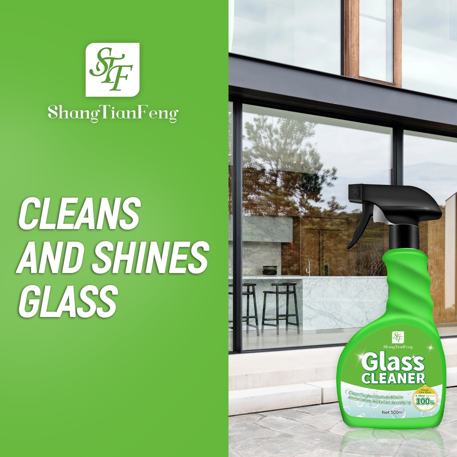 Glass and Window Cleaner Spray Bottle,Surface Cleaning Spray,33.8Fl Oz(Pack of 2