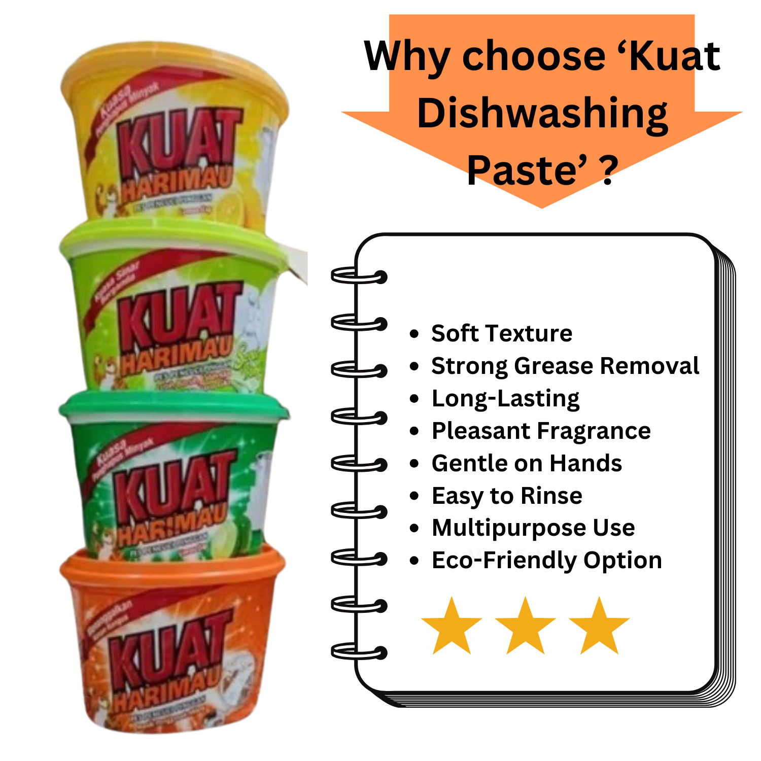 2 units KUAT Dishwashing Soft Paste Grease Removal Clean (750g) – Lemon (Yellow)