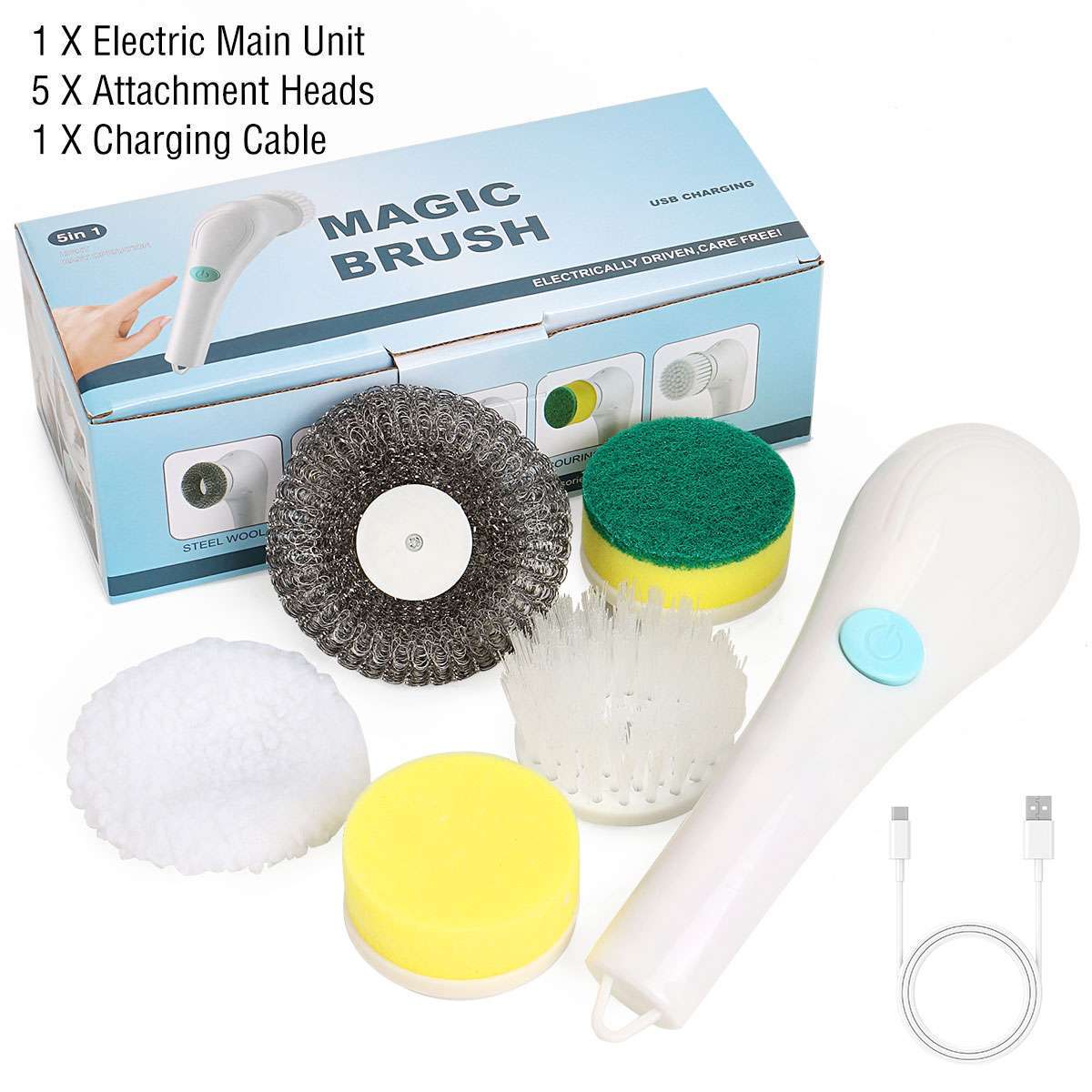 Electric Cordless Cleaning Brush Spin Scrubber Turbo Scrub Cleaner Rechargeable