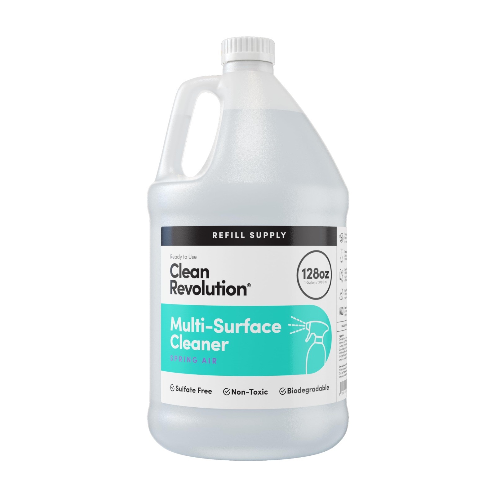 Eco-Friendly Multi Surface Cleaner Refill, Non-Toxic Plant-Based, 128 Fl Oz (4 P