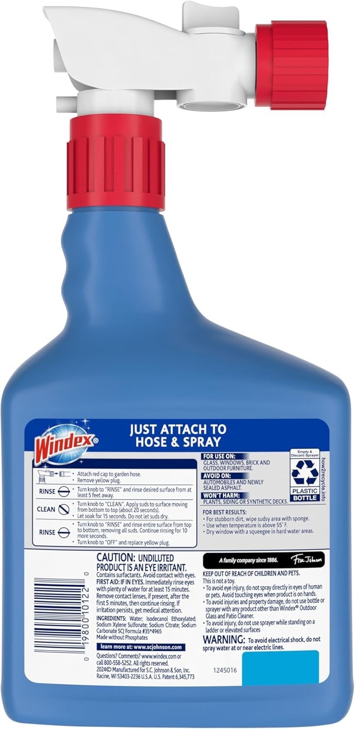 Pack of 2 Hose-End Outdoor Window & Glass Cleaner Concentrate (32 oz)