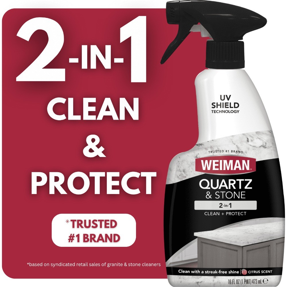Weiman 2-in-1 Quartz & Stone Countertop Cleaning Spray, Citrus Scent, 16 fl oz