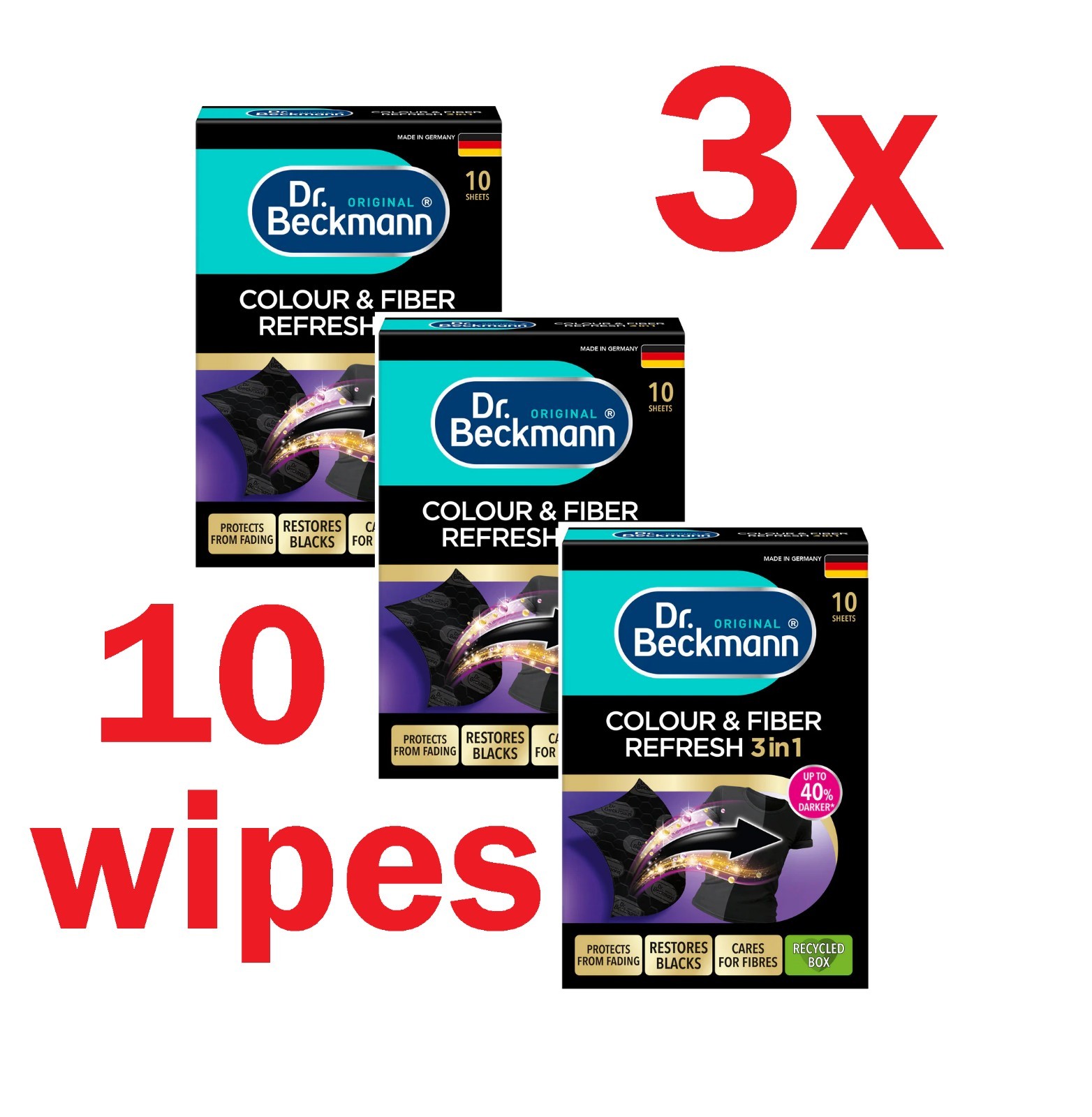 Dr. Beckmann Intensive black cloths, for intense black and smooth fibres, 10pcs