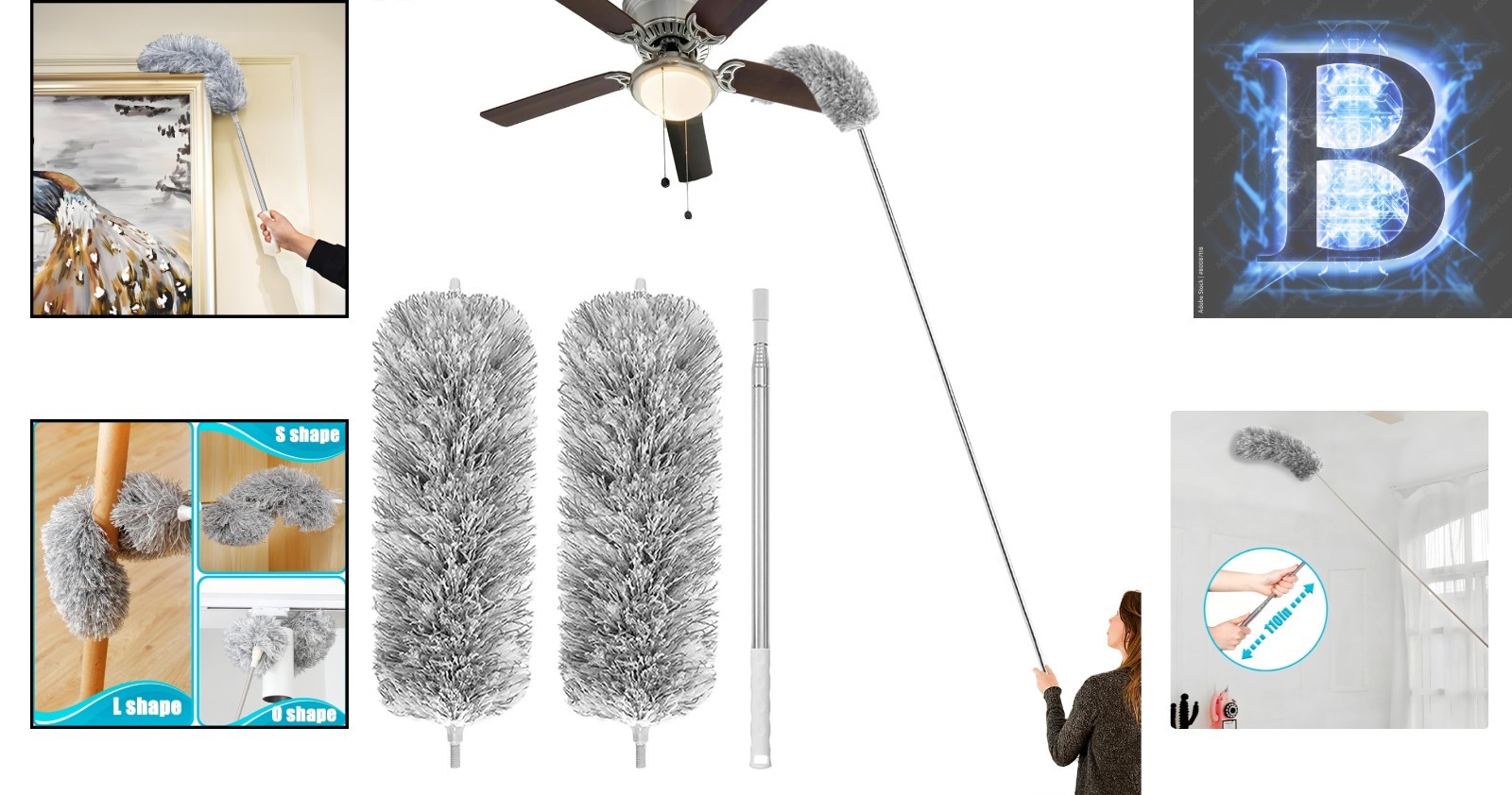 Versatile 110-Inch Feather Duster – Perfect for Cleaning Fans, Blinds & Ceilings
