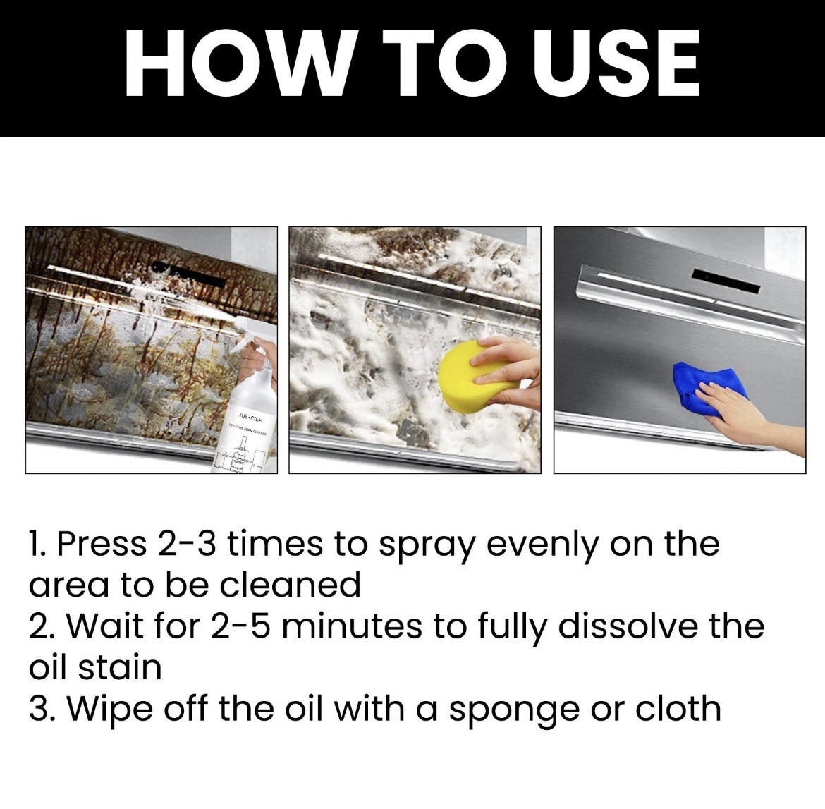 2/pk Heavy Oil Foam Cleaner Kitchen Stove Range Hood Wash Basin Oil Dirt Removal