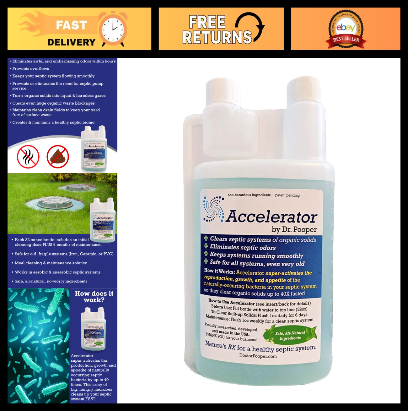 Septic Tank Treatment – Eco-Friendly Odor Eliminator & Organic Solid Cleaner – S