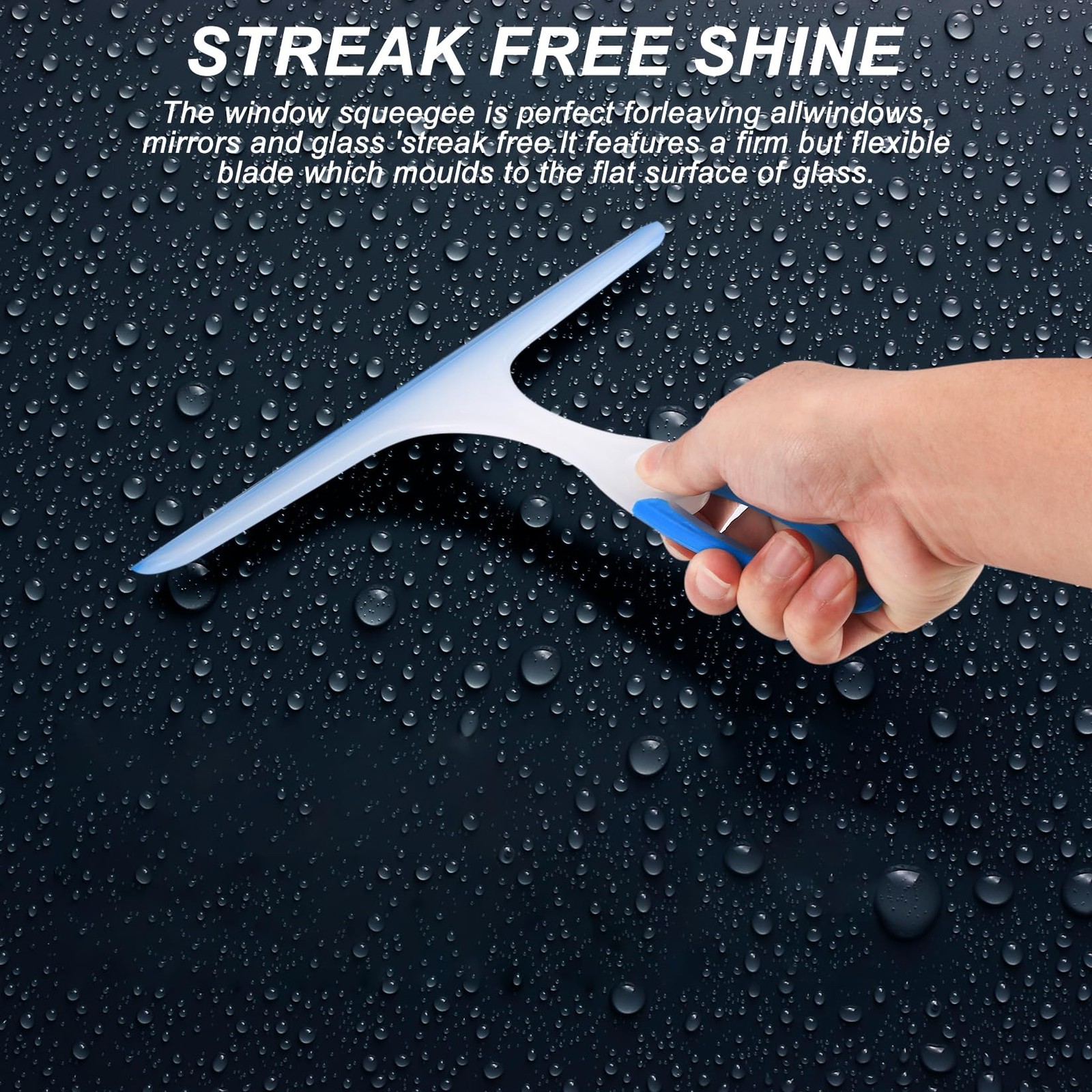 Shower Squeegee for Glass Doors Tiles Mirrors Car Windows 3pcs