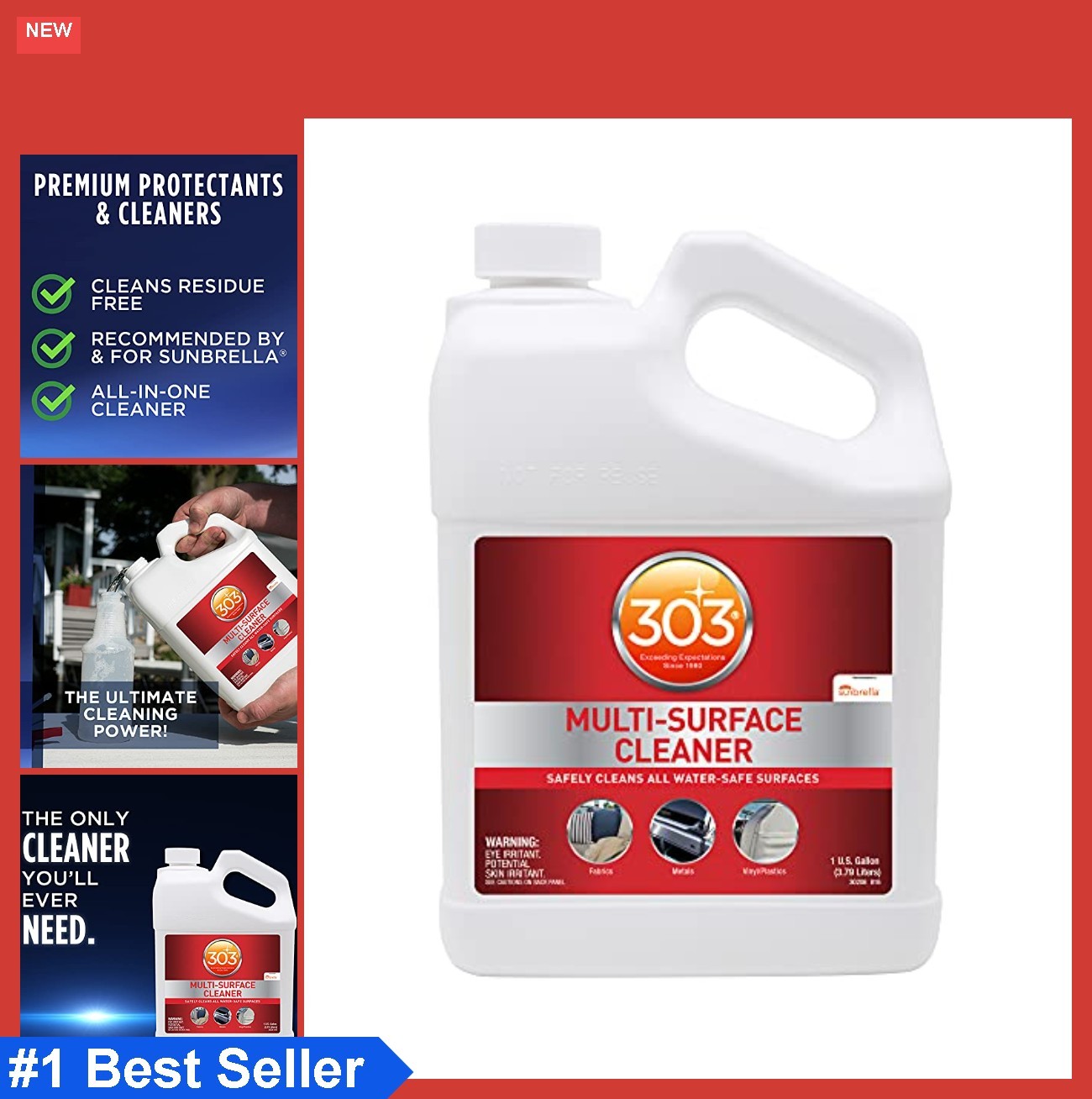 Fabric and Vinyl Cleaner 1 Gallon Multi-Surface Residue Free Boat Patio