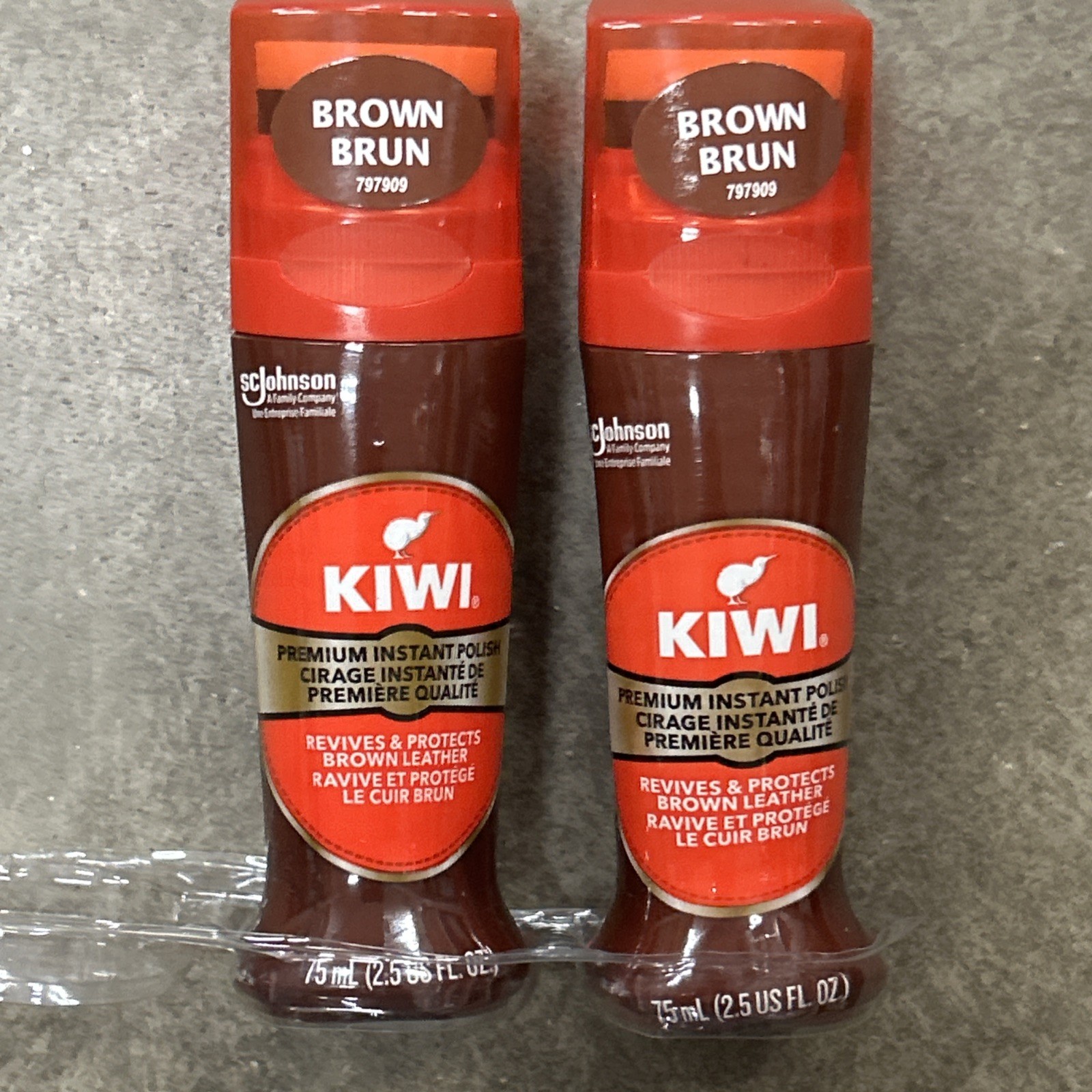 2 Kiwi Premium Instant Shine Brown Shoe Polish 75mL (2.5 Fl Oz) Leather Care