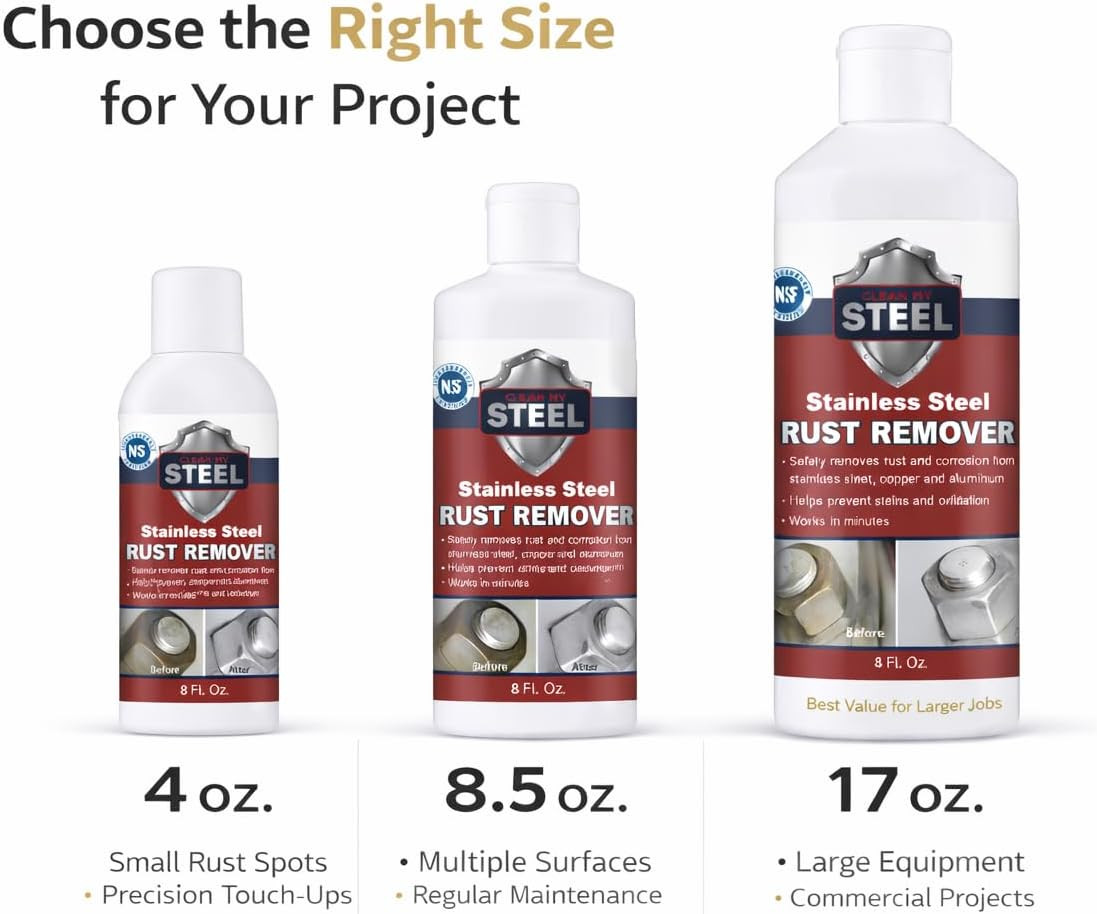 Stainless Steel Rust Remover and Stain Cleaner | 1 Liter | NSF Certified | Comme