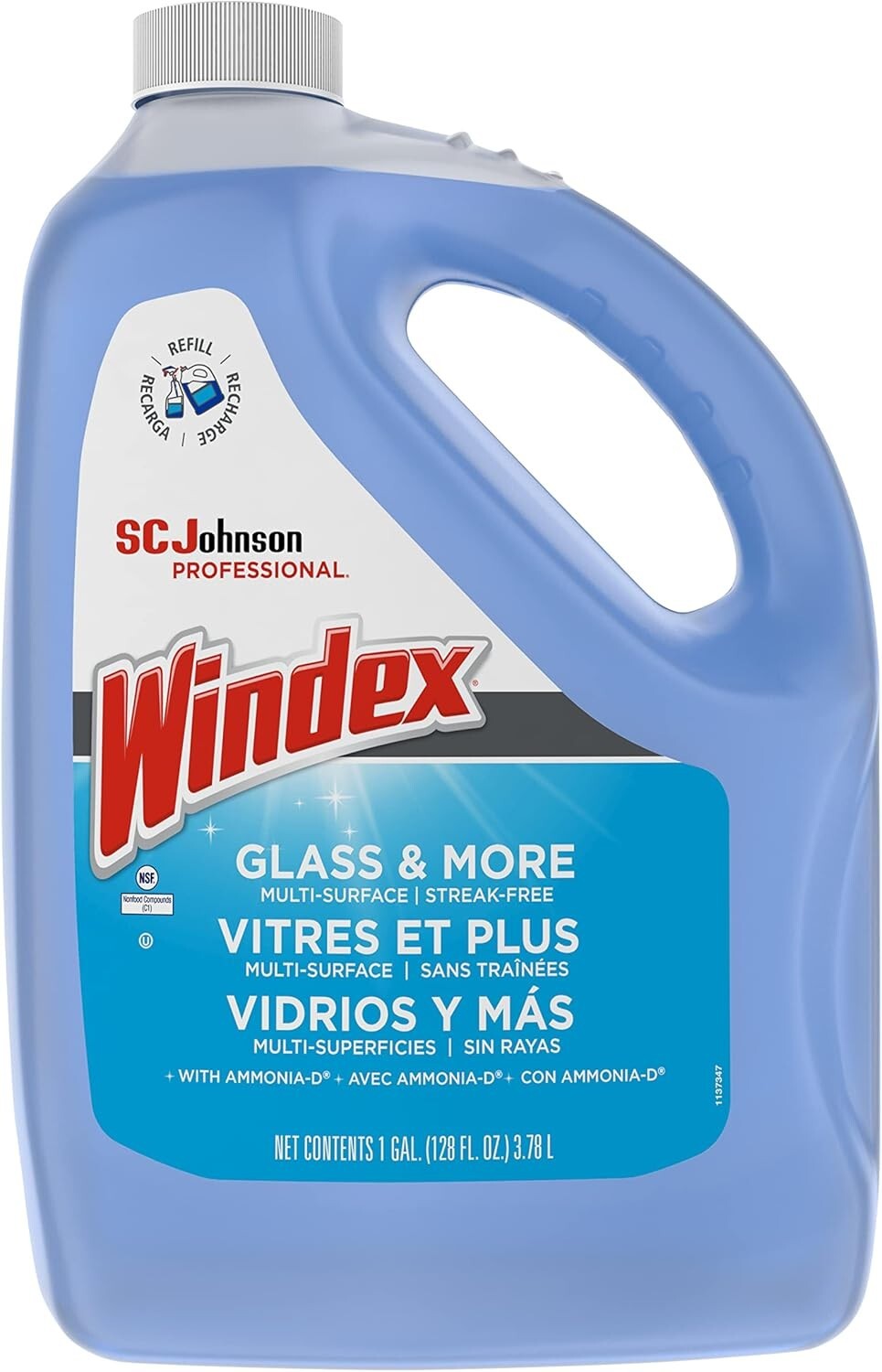 Windex Glass Cleaner, 128 Oz Bottle – Streak-Free, Recycled Material, Case of 4