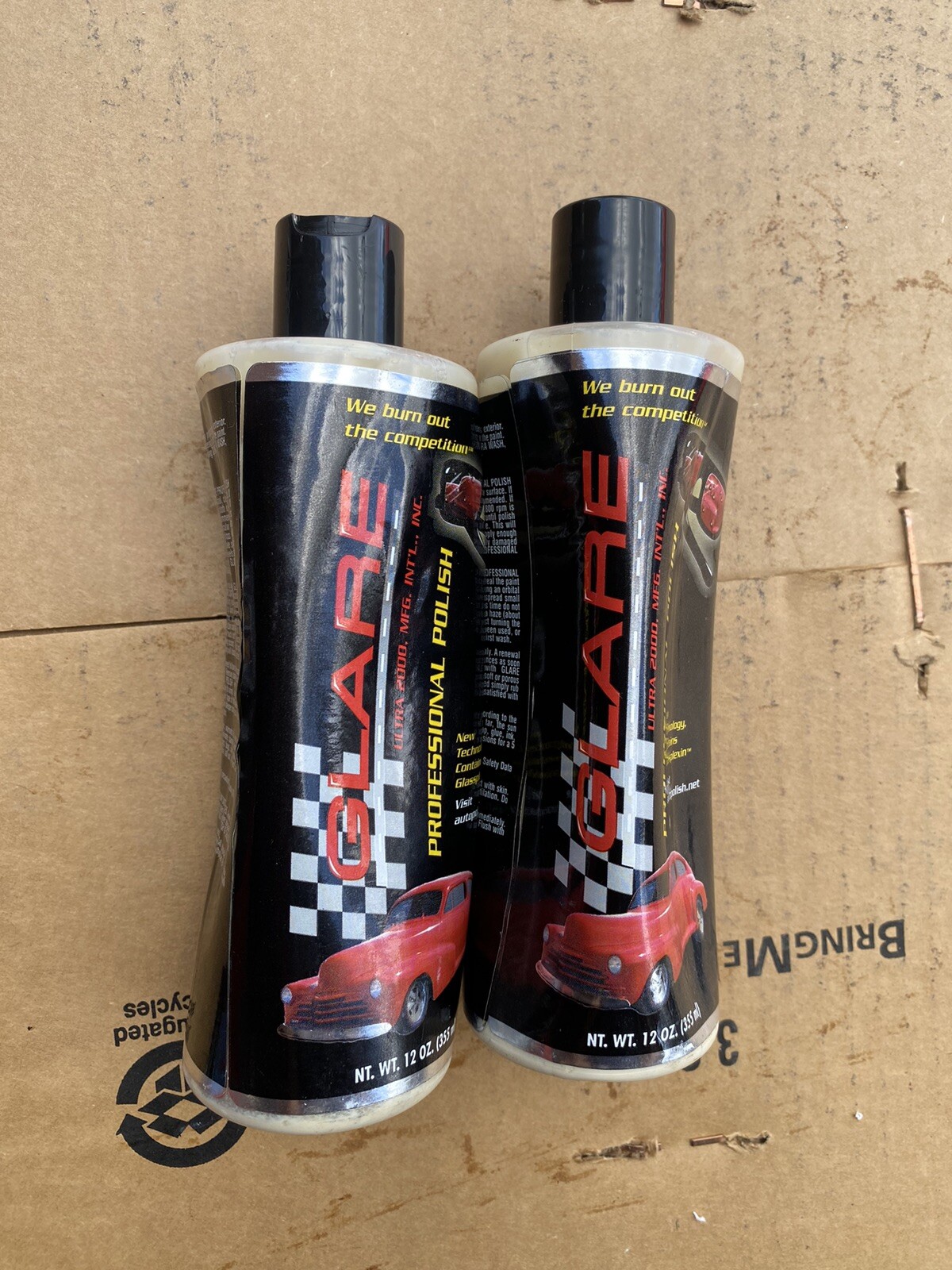 GLARE Ultra 2000 PROFESSIONAL Auto POLISH Wax – 12OZ (2 Lot) Dented Bottle