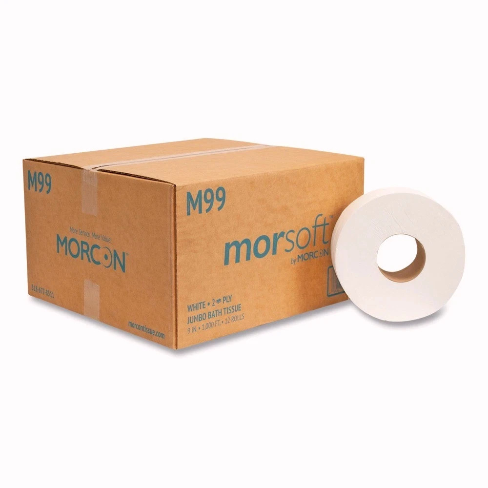 Morcon Paper M99 3.3″ x 1,000 ft 2-Ply Bath Tissue – Jumbo White (12/CT) New