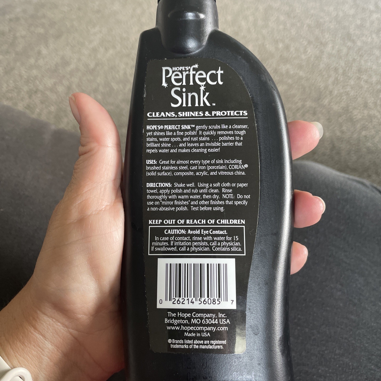 Perfect Sink Cleaner and Polish Cast Iron, Corian, Composite, Acrylic, 8.5 Fl Oz