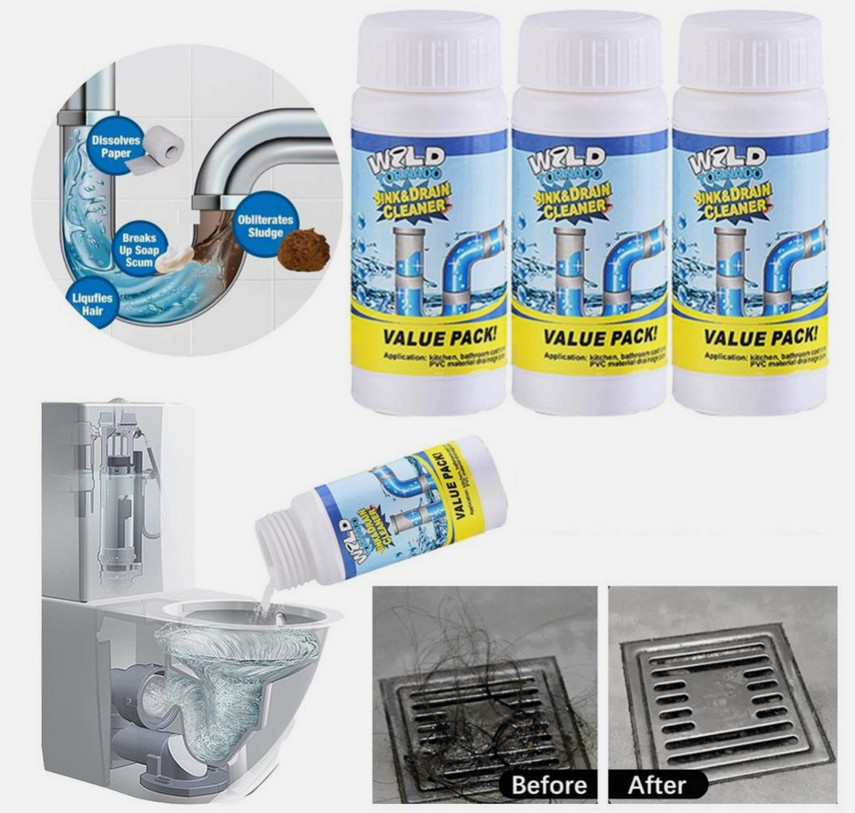 Wild Tornado Powerful Sink Drain Cleaner High Efficiency Clogging Cleaner