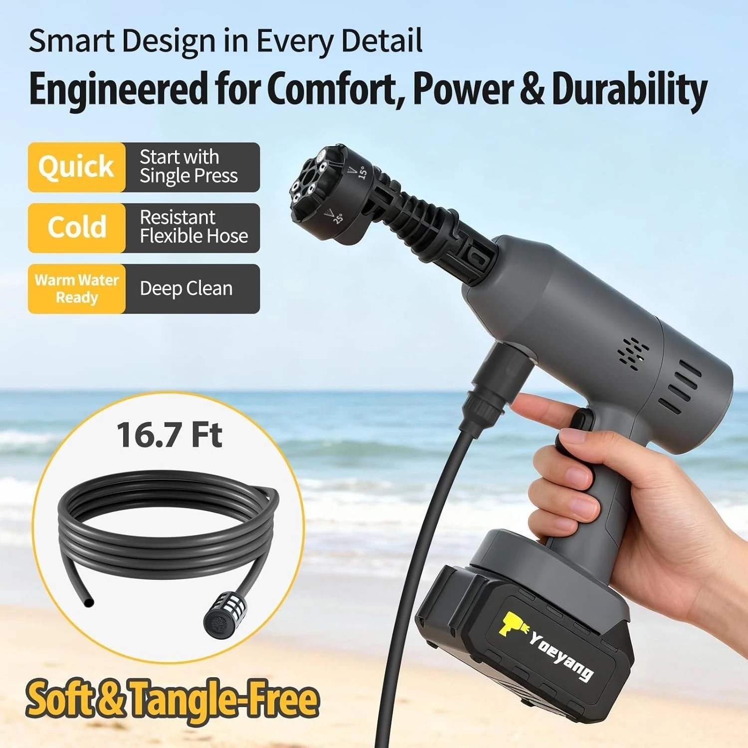 6-in-1 Adjustable Portable Cleaner for Vehicles, Patios & Every Corner Outdoors