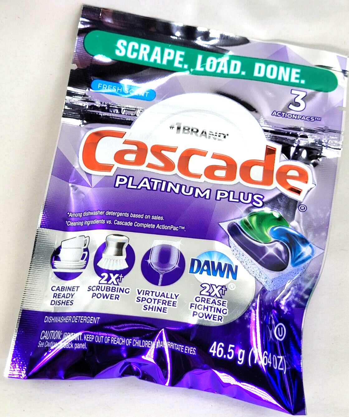 18 Pods CASCADE PLATINUM PLUS ActionPacs FRESH SCENT (6 Packs x 3)