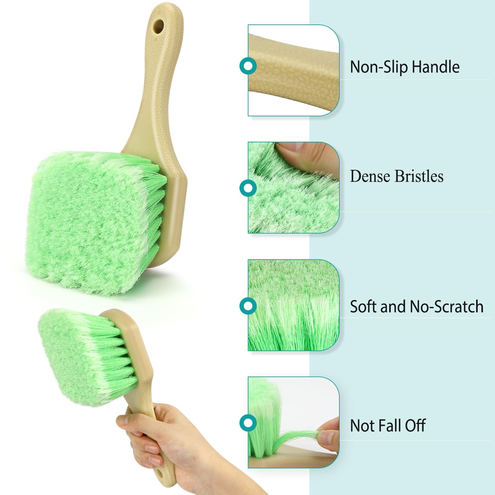 Wheel Rim & Tire Brush Set, Soft & Stiff Bristle Wash Cleaning Supplies Kit f…