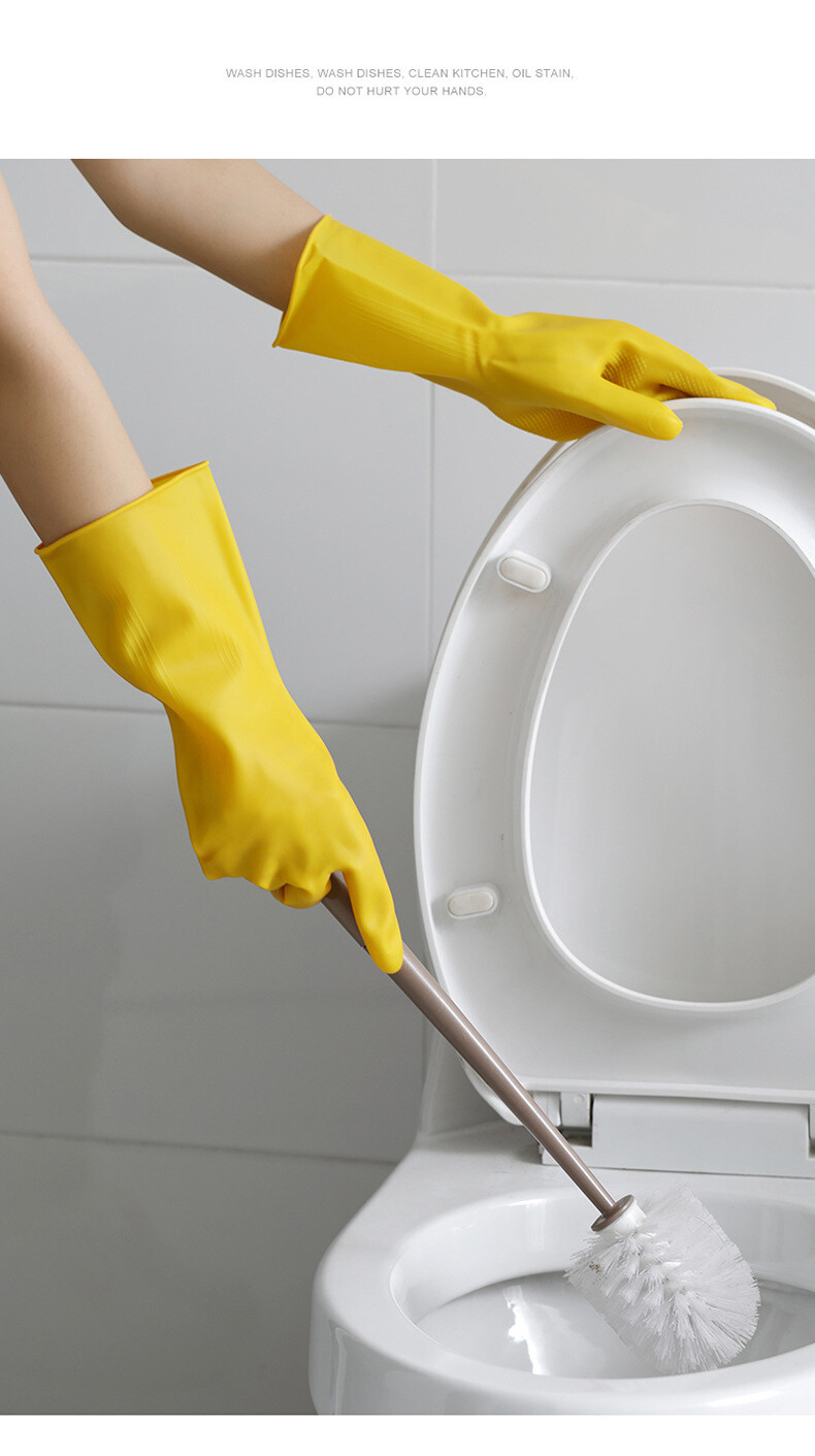 2 Pairs Rubber Gloves Large Long Sleeve Household Washing Up Kitchen Cleaning