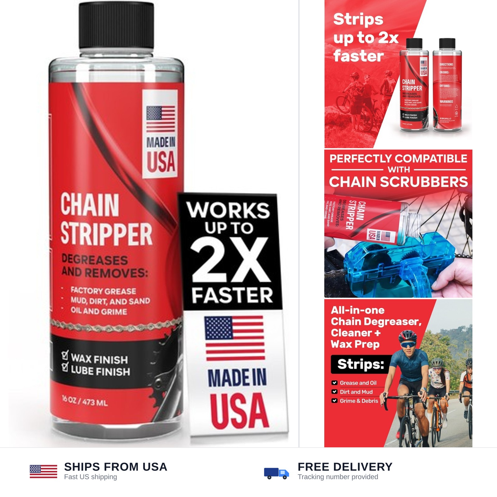 Professional Bike Chain Stripper + Degreaser – 16oz Chain Cleaner & Wax Prep,…