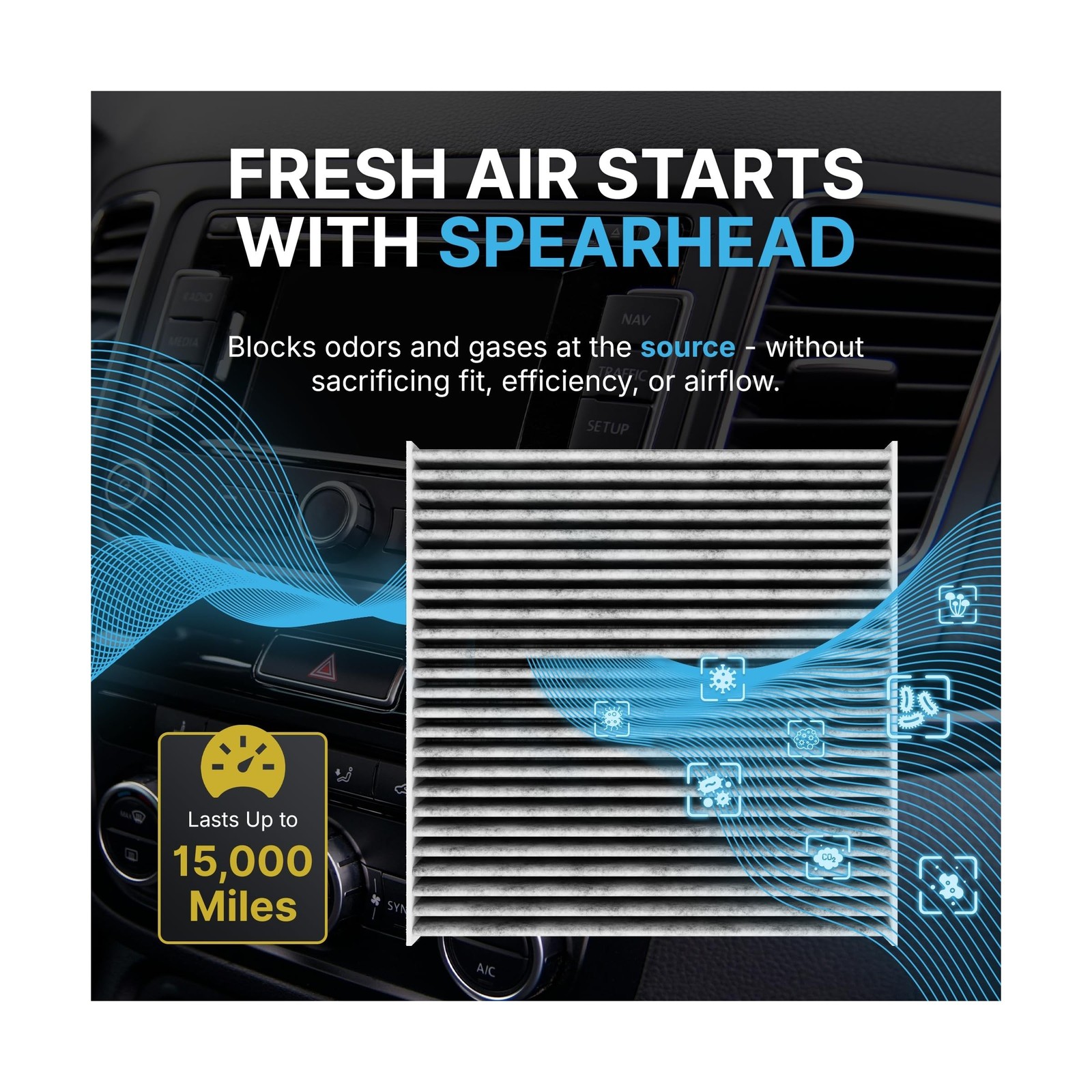 Spearhead Odor Defense Breathe Easy AC & Heater Cabin Filter | Fits 2015-2017…